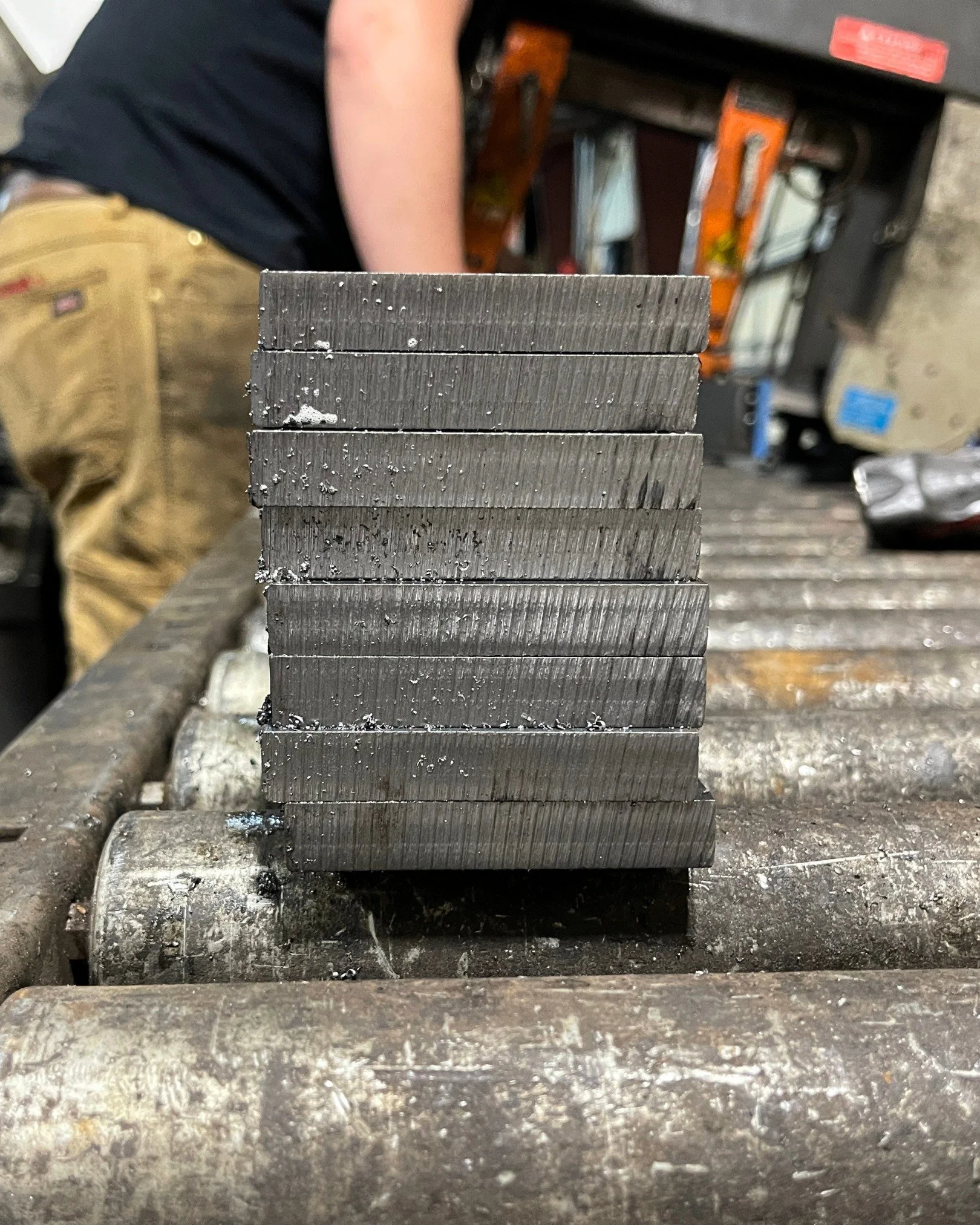 Stacked up and in progress, each piece cut, cleaned, and moving one step closer to the final product. It's the consistency that makes it all come together.