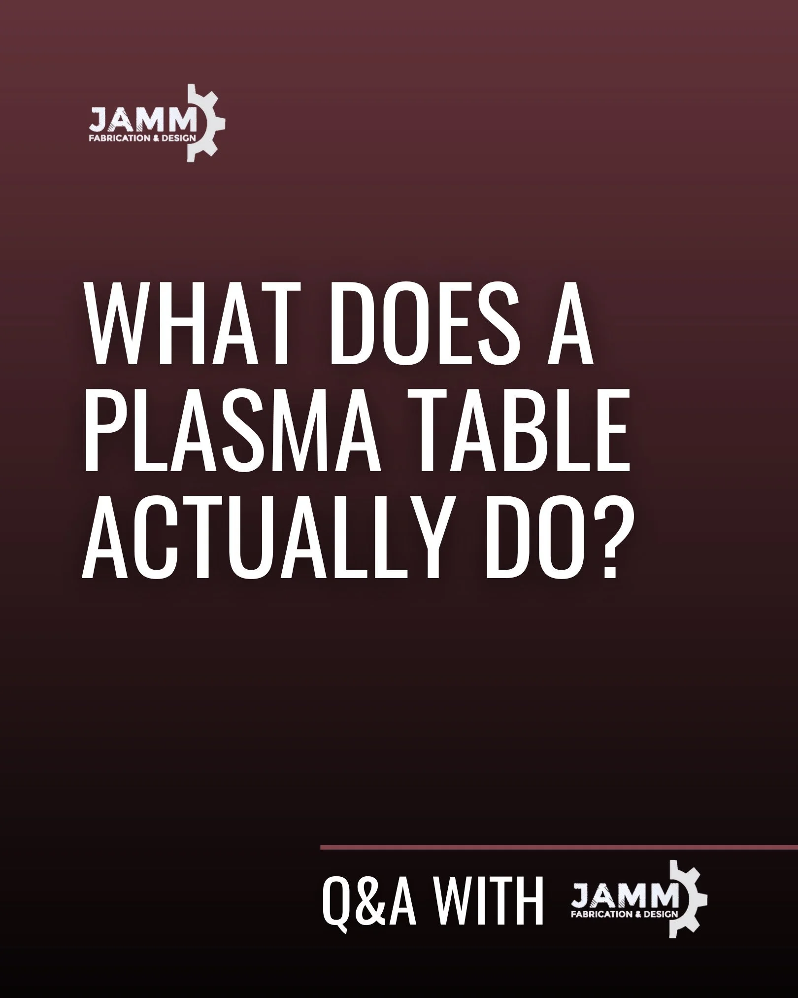 We might have a new addition around here. 

Our plasma table helps us cut parts quickly, accurately, and consistently...and we&rsquo;re just getting started with all of the amazing things we can do with it. Here's a little FAQ on how it works.