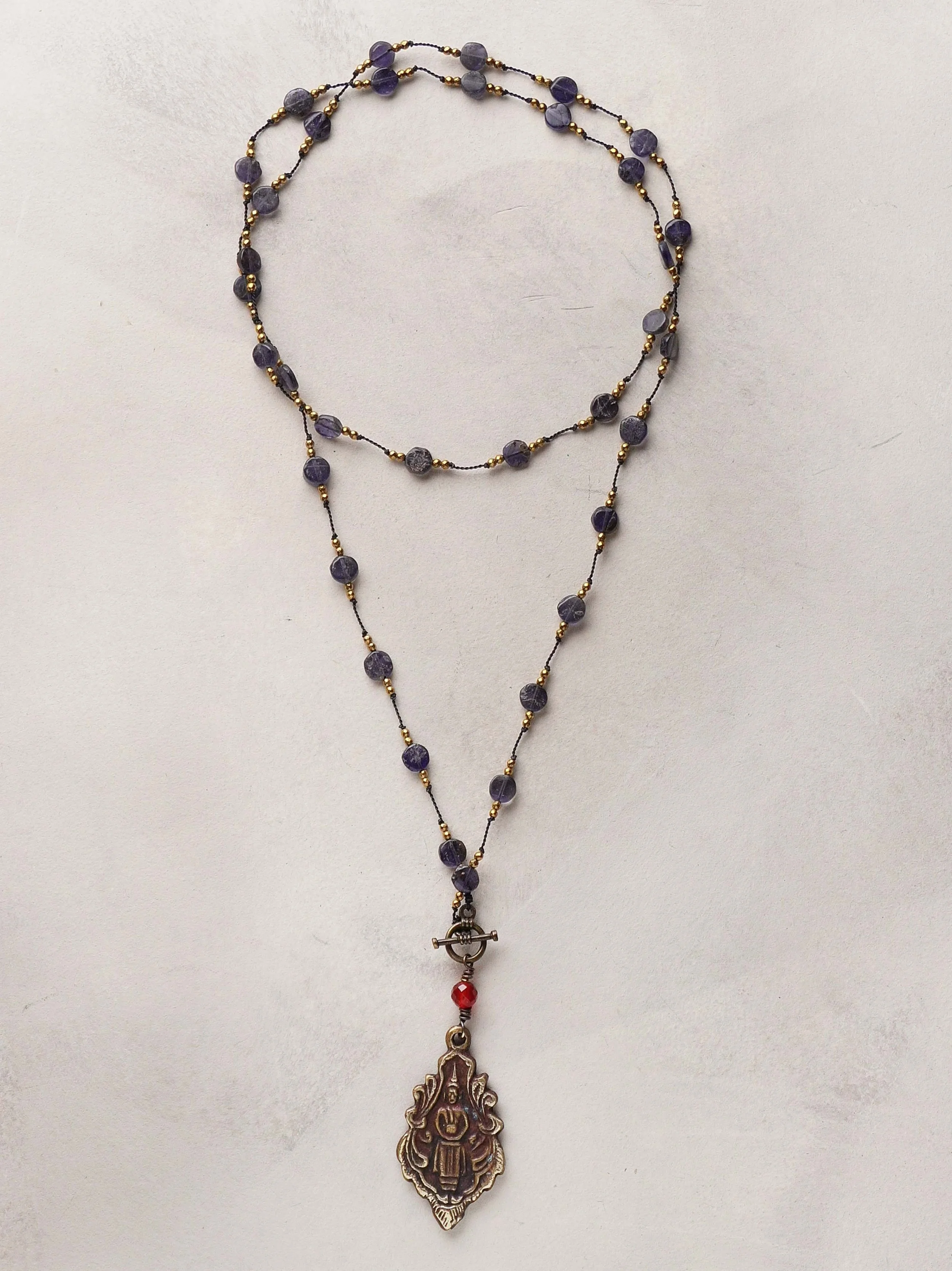 Iolite Buddha Necklace