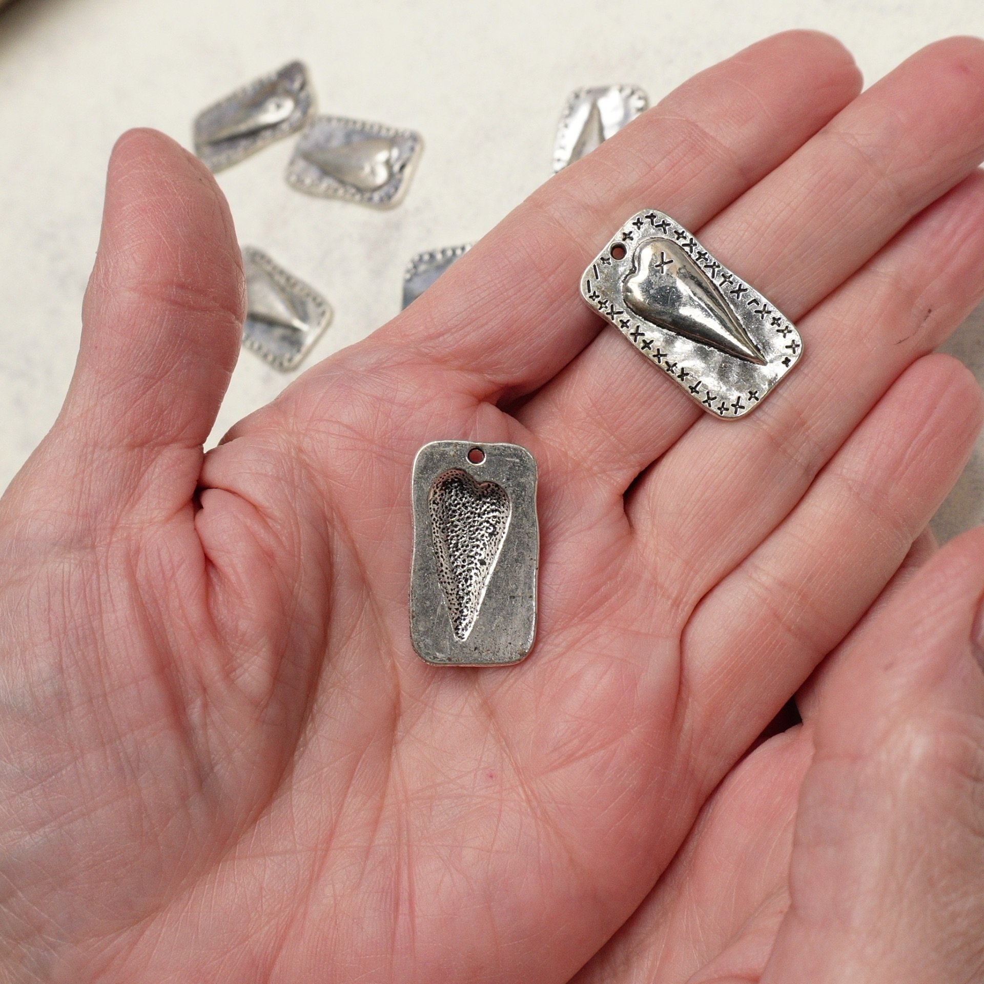 Silver Rectangle Heart (1C7)