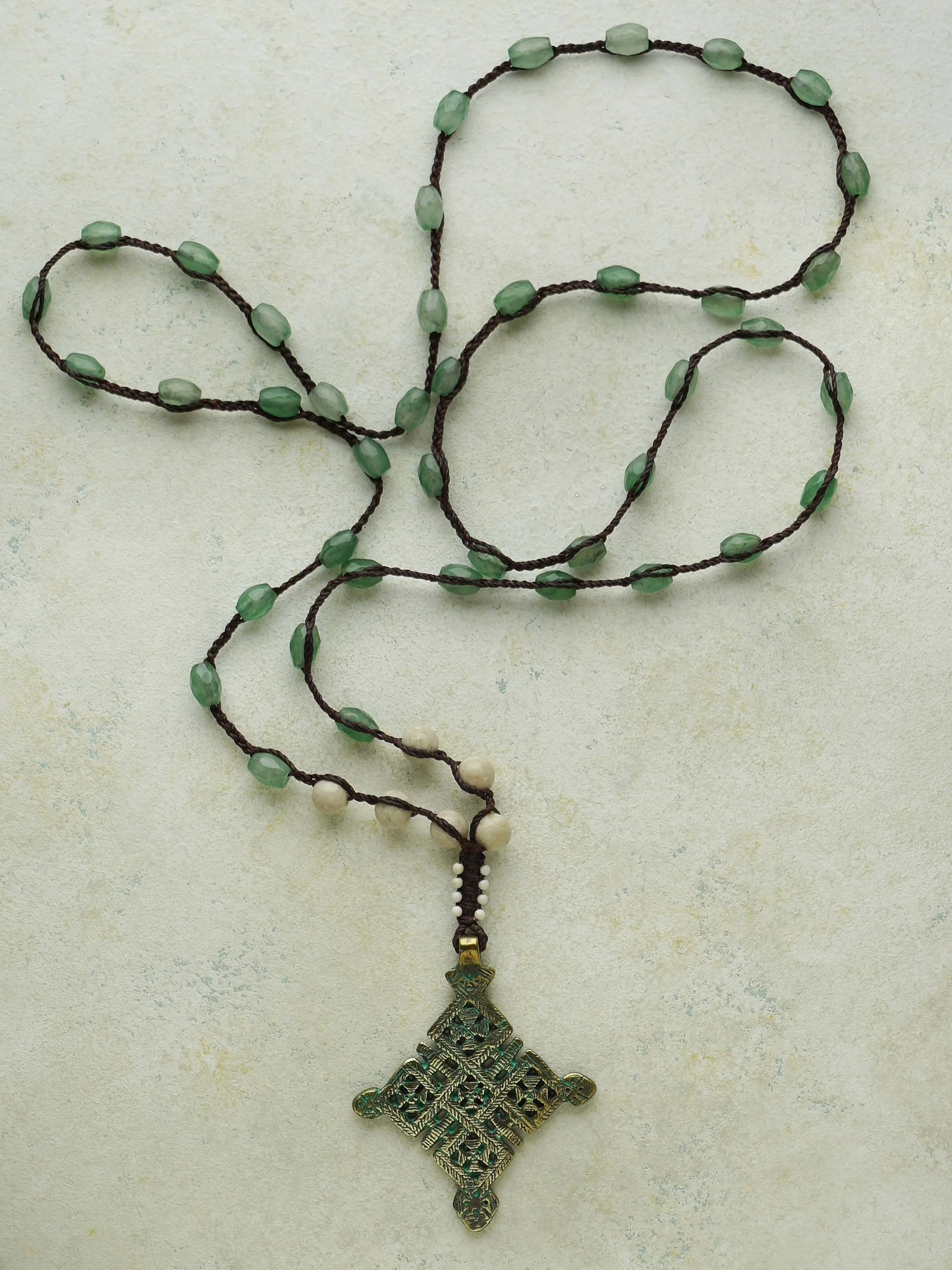 Braided Jade with Ethiopian Cross