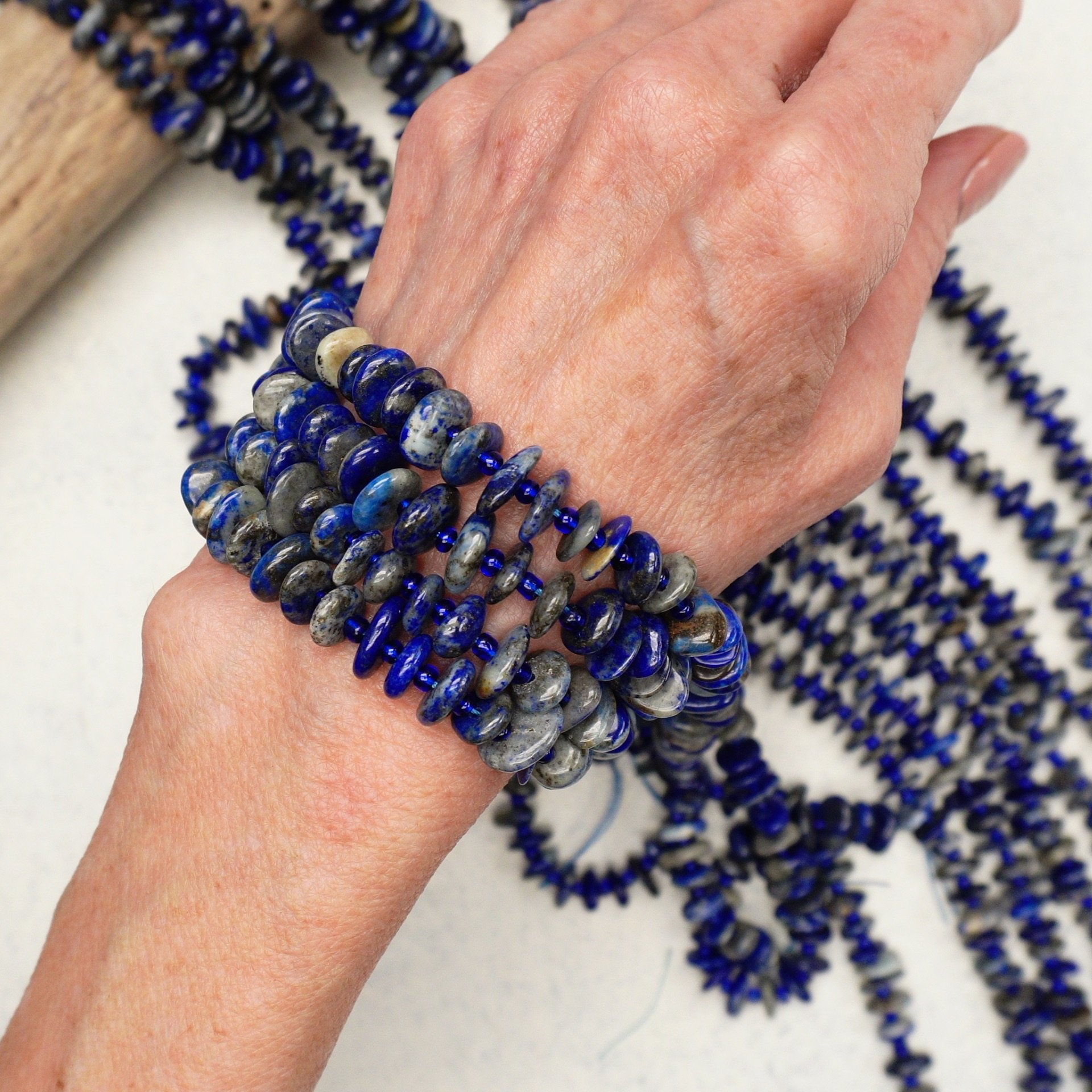 Denim Lapis Disk Bead 9 mm X 3 mm (PB10)