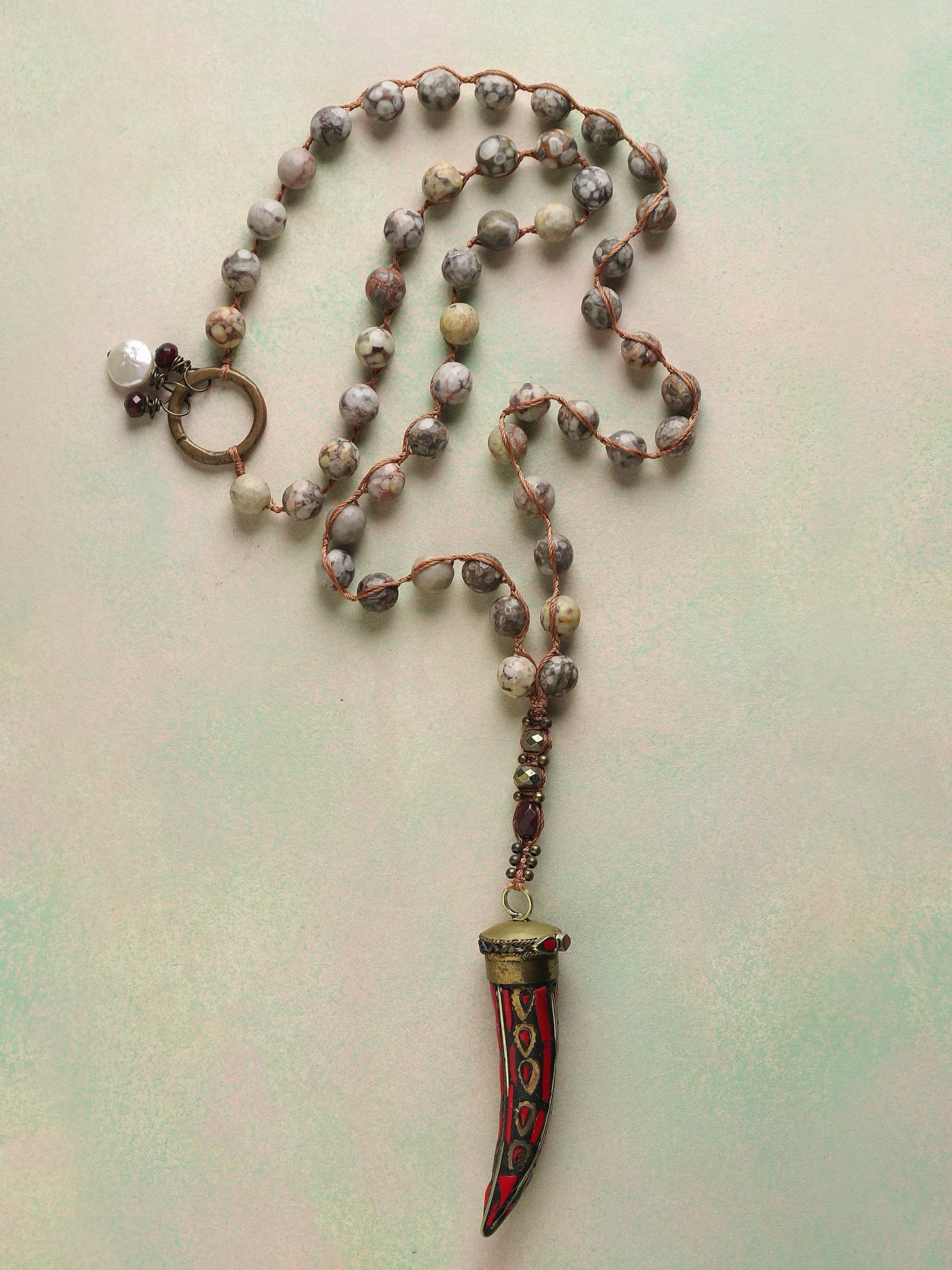 Mosaic Horn Necklace
