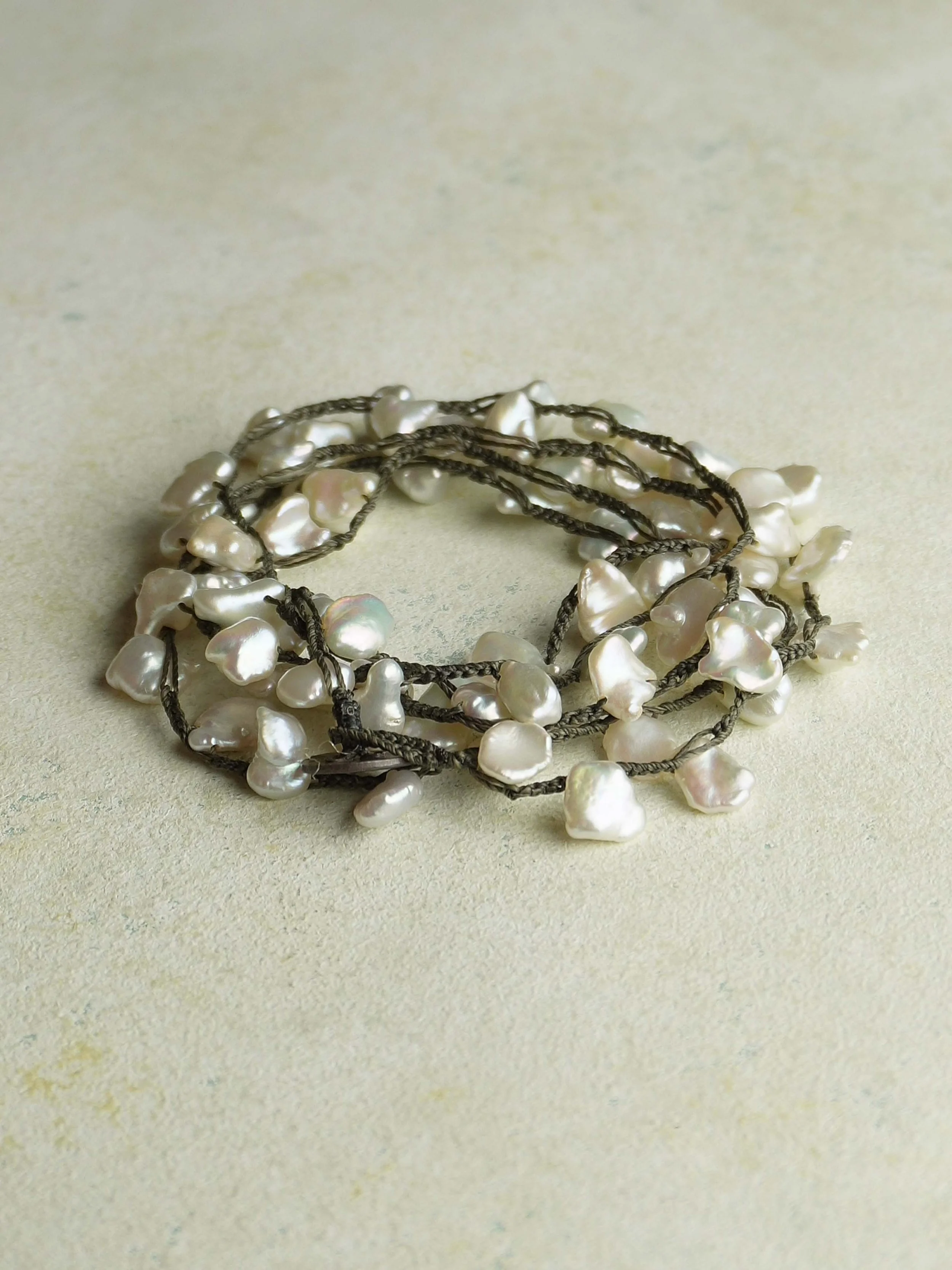 Cornflake Pearl Wrap Bracelet