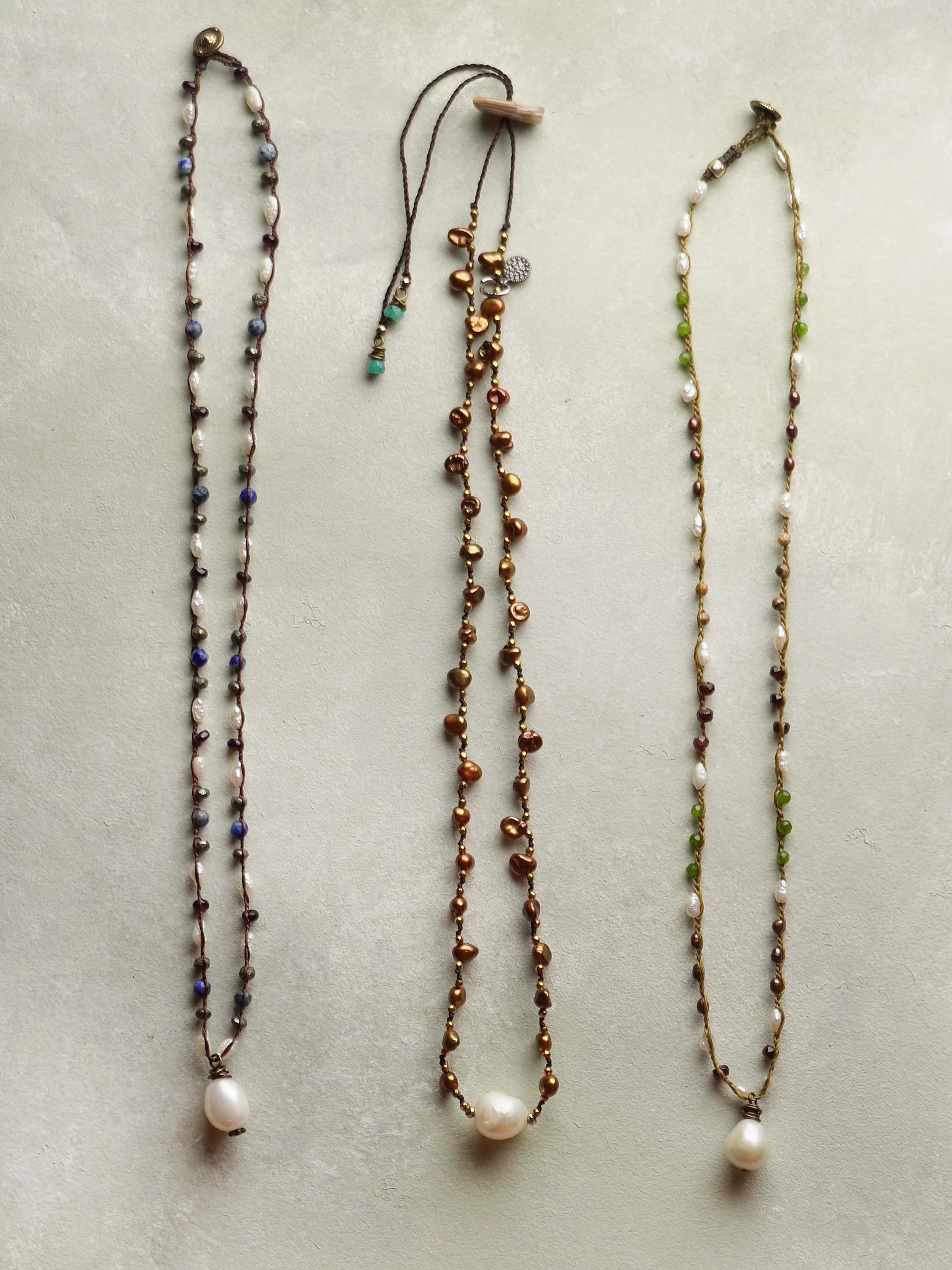 Three Dainty Pearl Neclklaces
