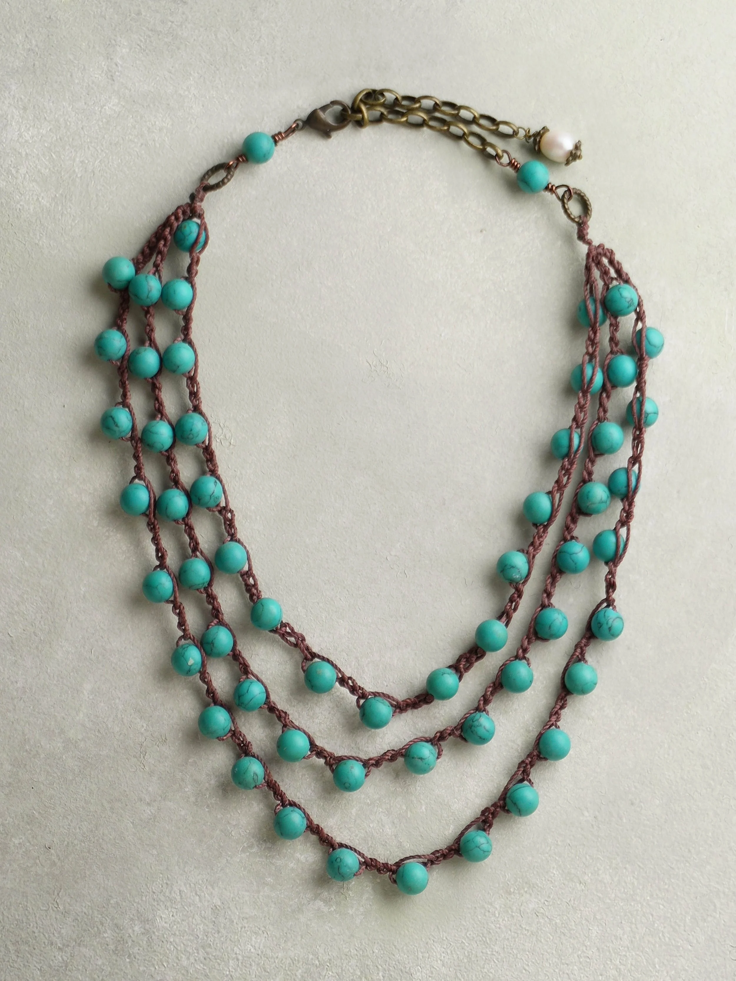 Triple Strand Crochet Necklace