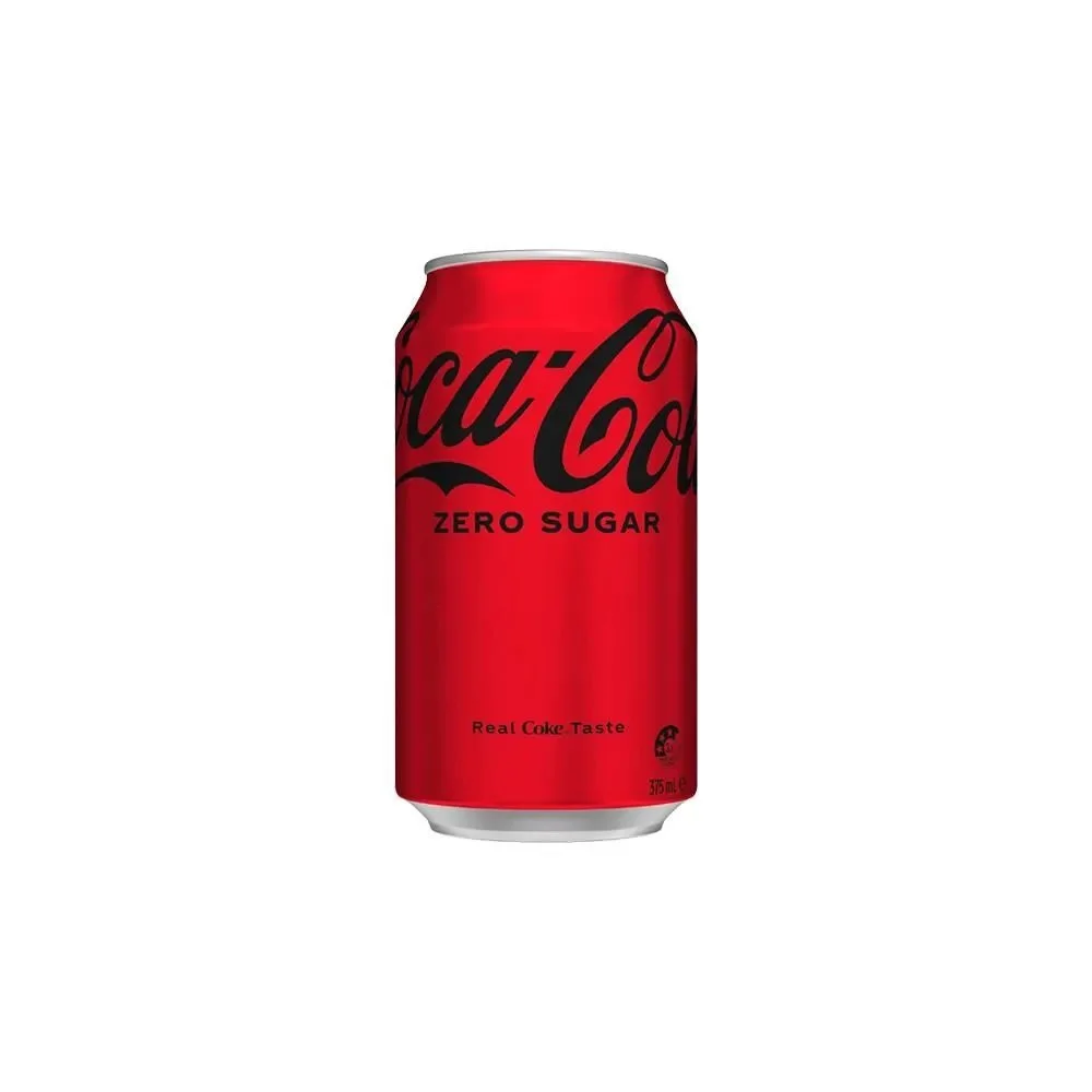 Red can of Coca-Cola Zero Sugar with black text and logo, 375 ml