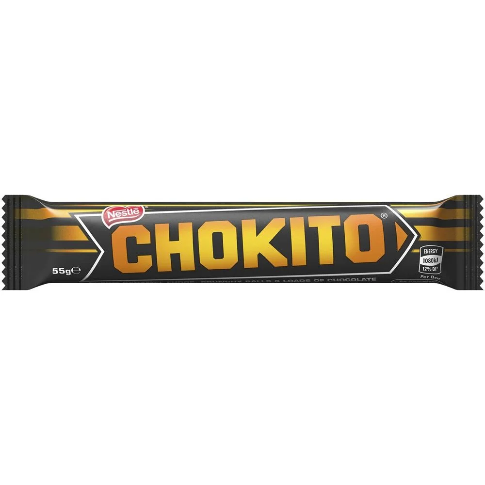 A Nestlé Chokito chocolate bar in black, yellow, and white packaging.