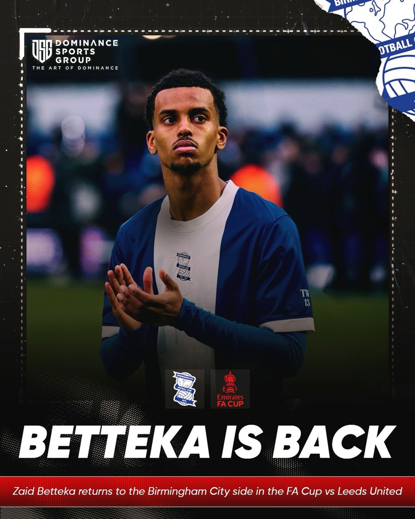Well done to our client @zaidbetteka who becomes the only player out of the Birmingham City academy to play senior minutes this season.