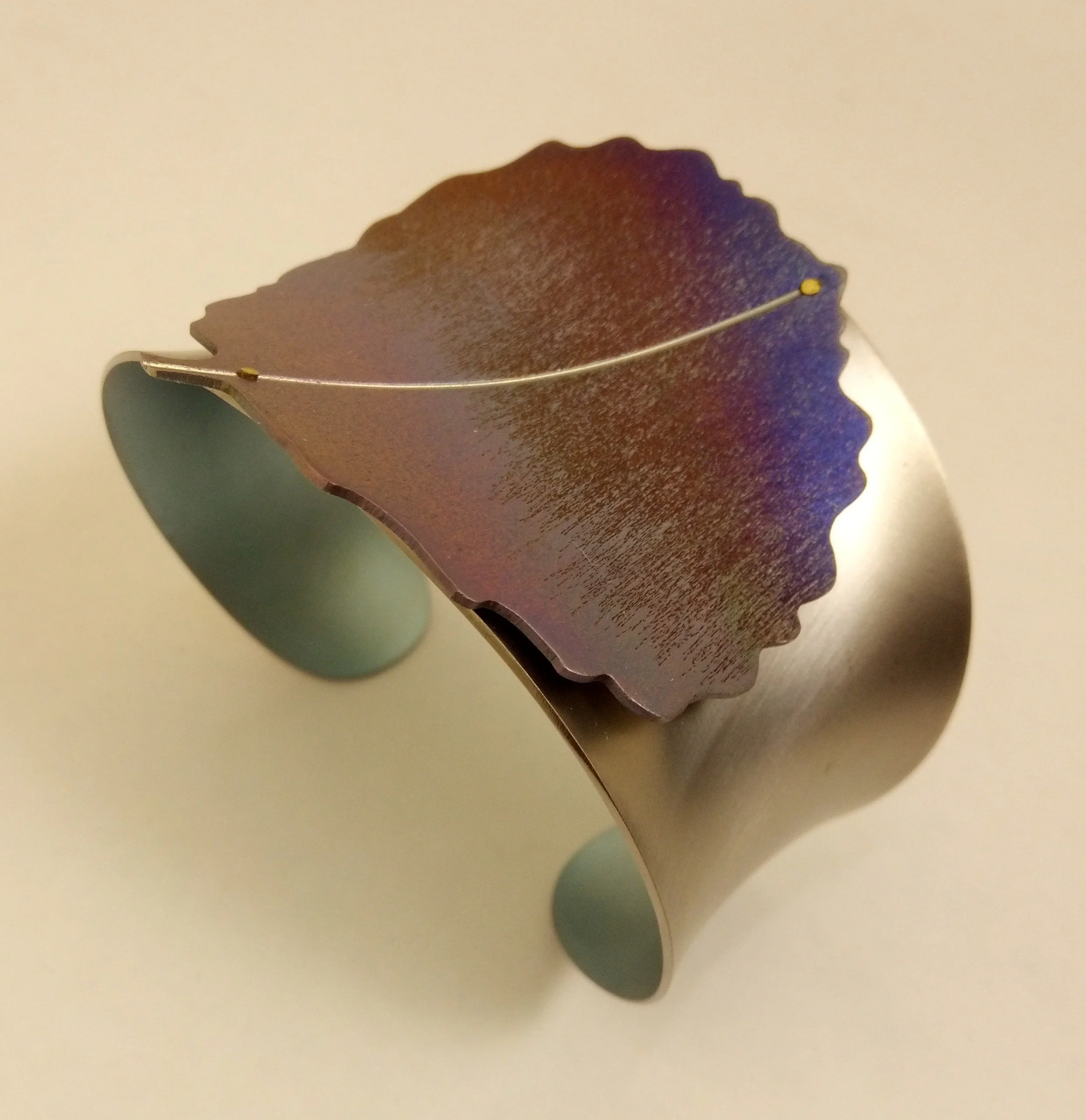 Aspen leaf titanium cuff