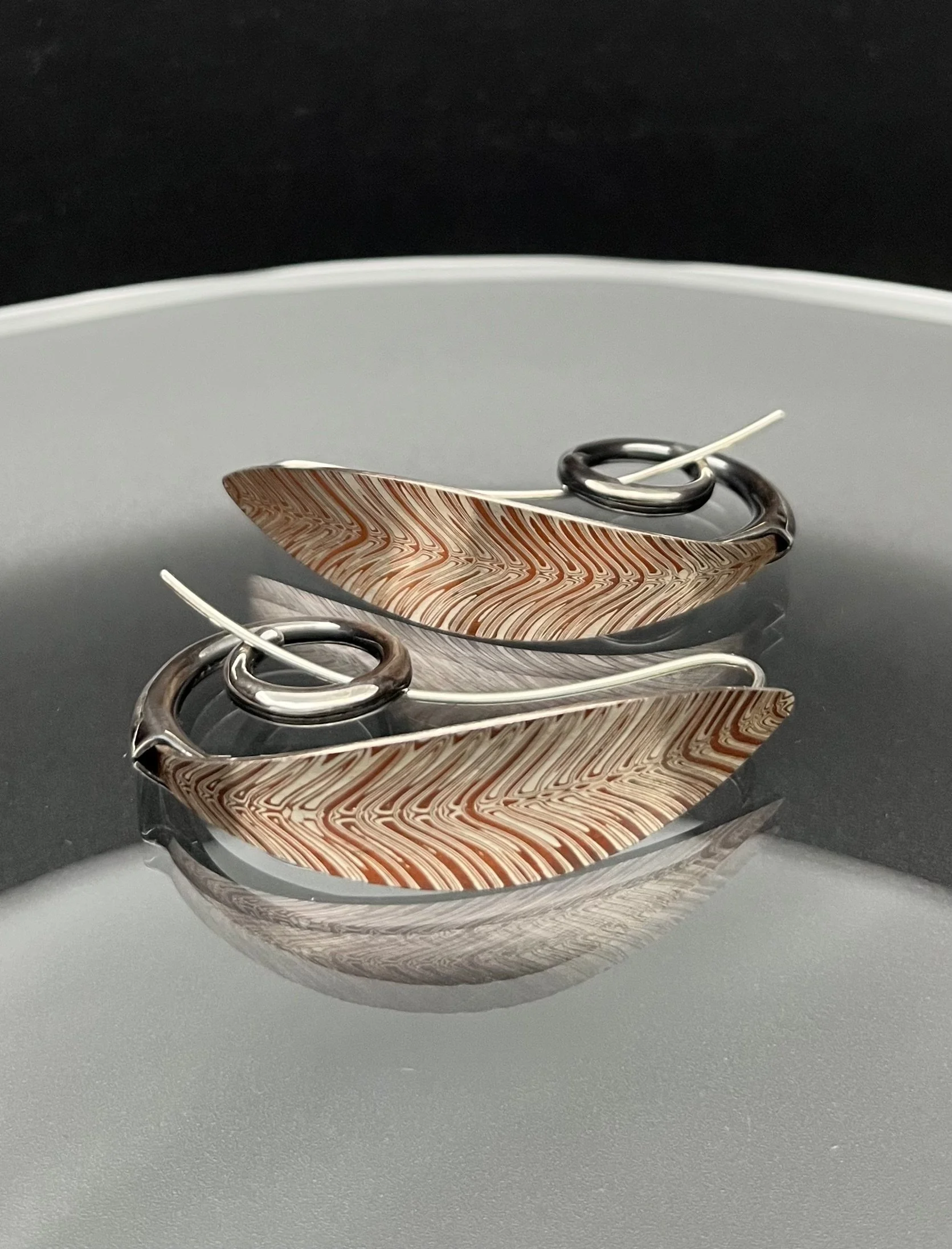 One of a kind mokume gane earrings