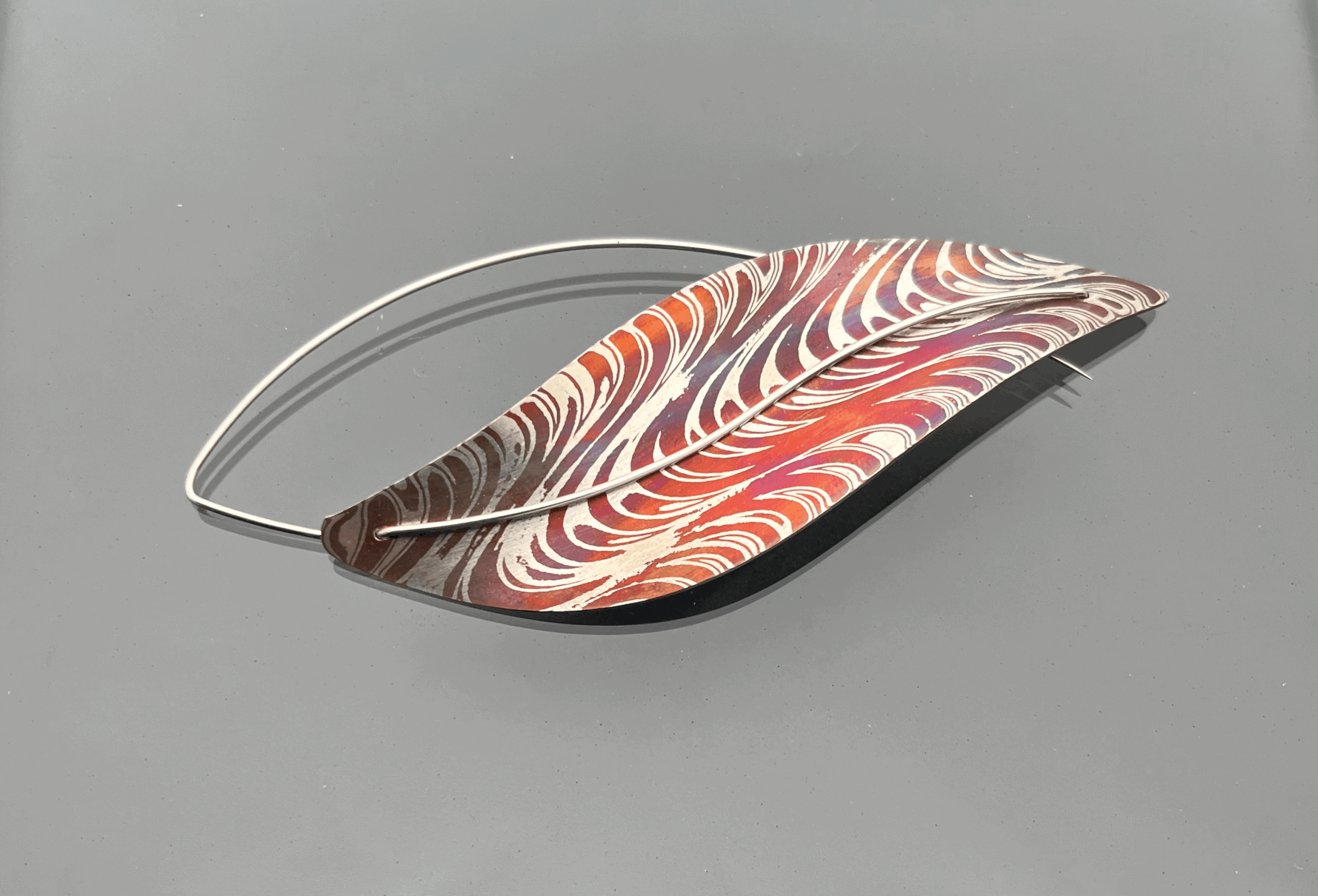 Large mokumegane brooch