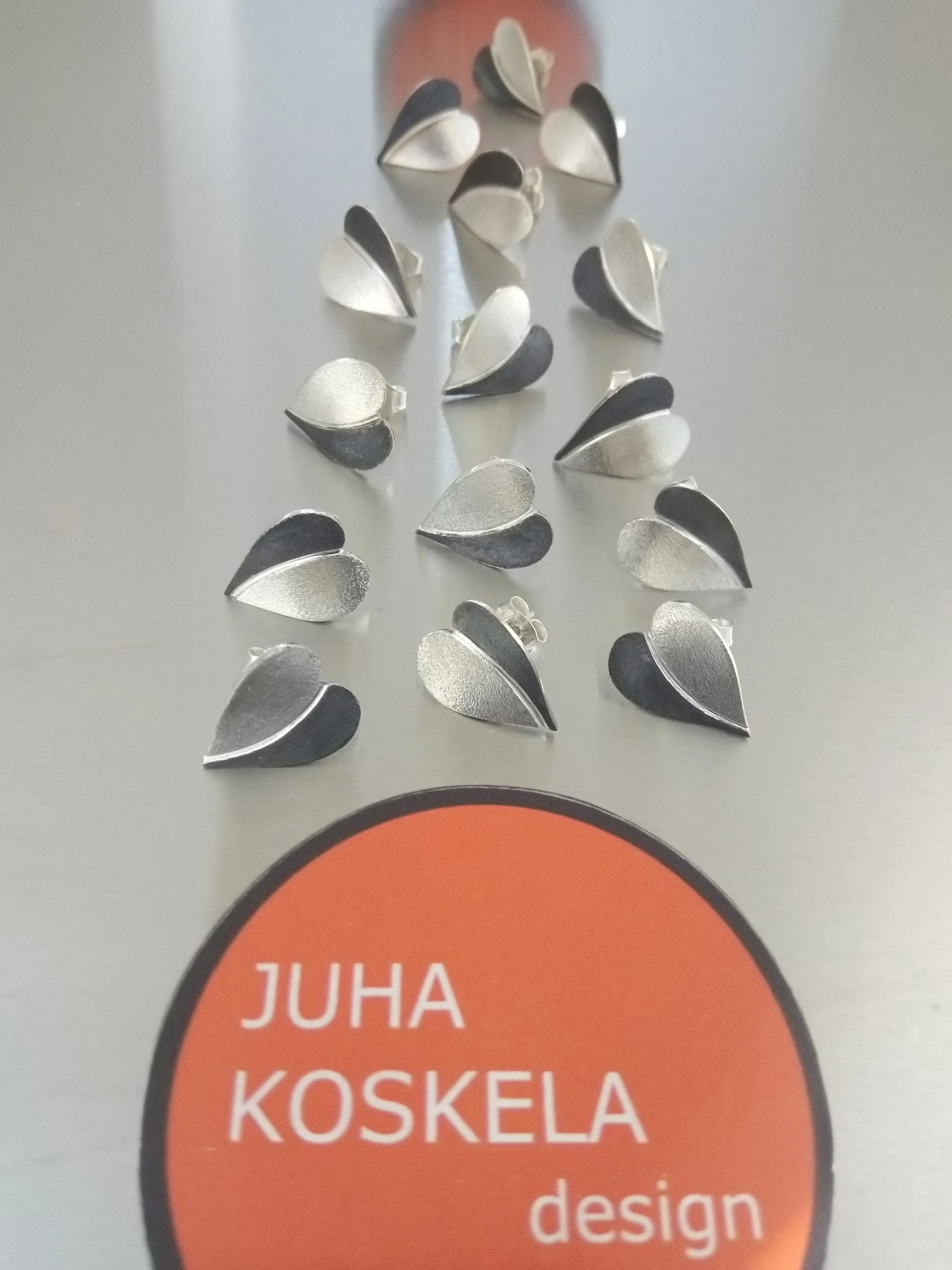 Heart shaped silver earrings