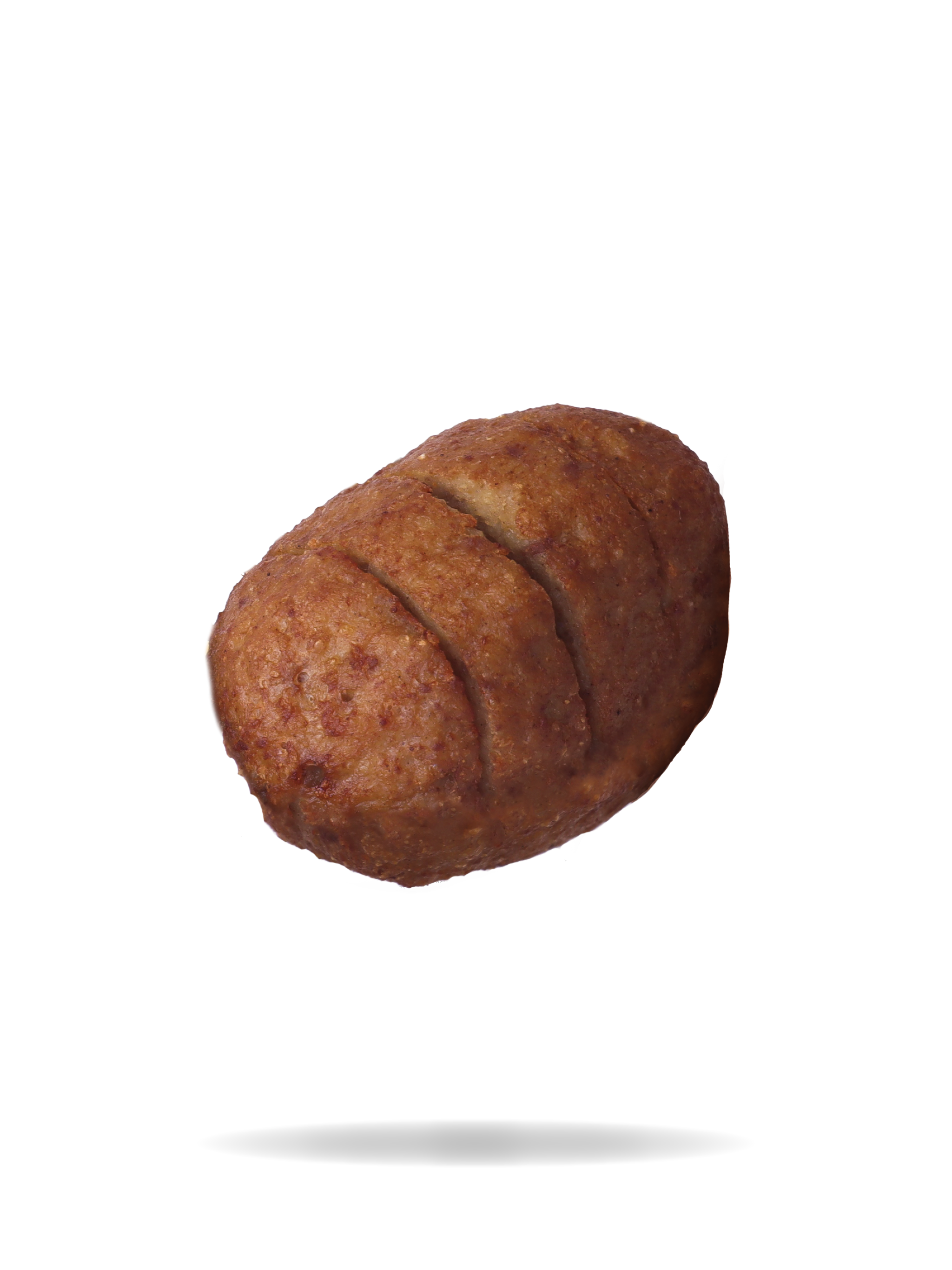 Gebakken gehaktbal op een zwarte achtergrond.