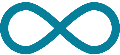 A teal infinity symbol on a white background.