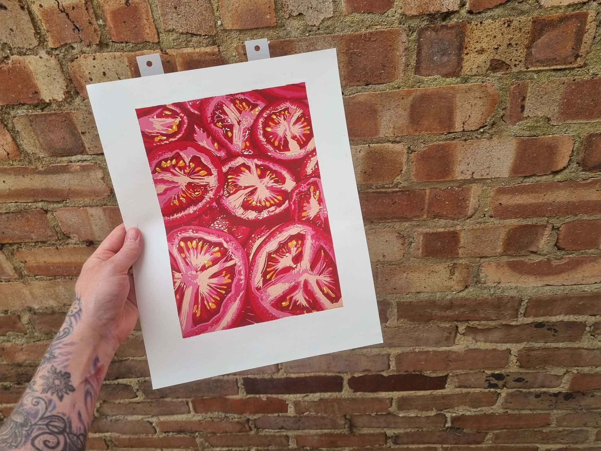 Sliced Tomatoes - Reduction Linocut 11x14in