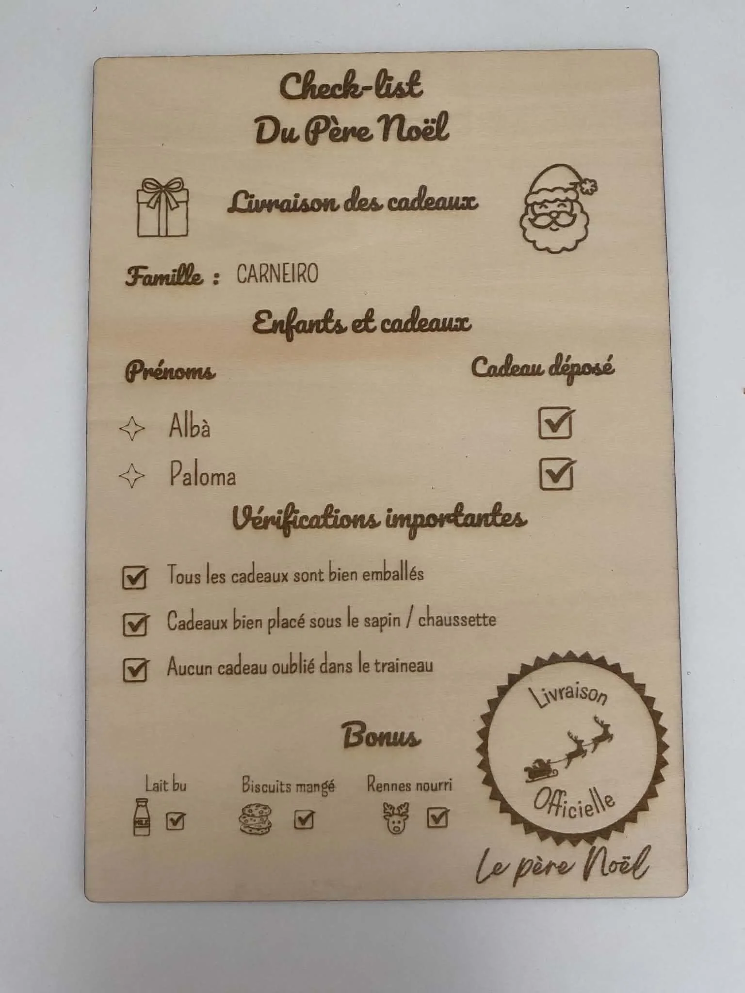 accessoires de noël - sapin - décoration de noël - bois - message père noel