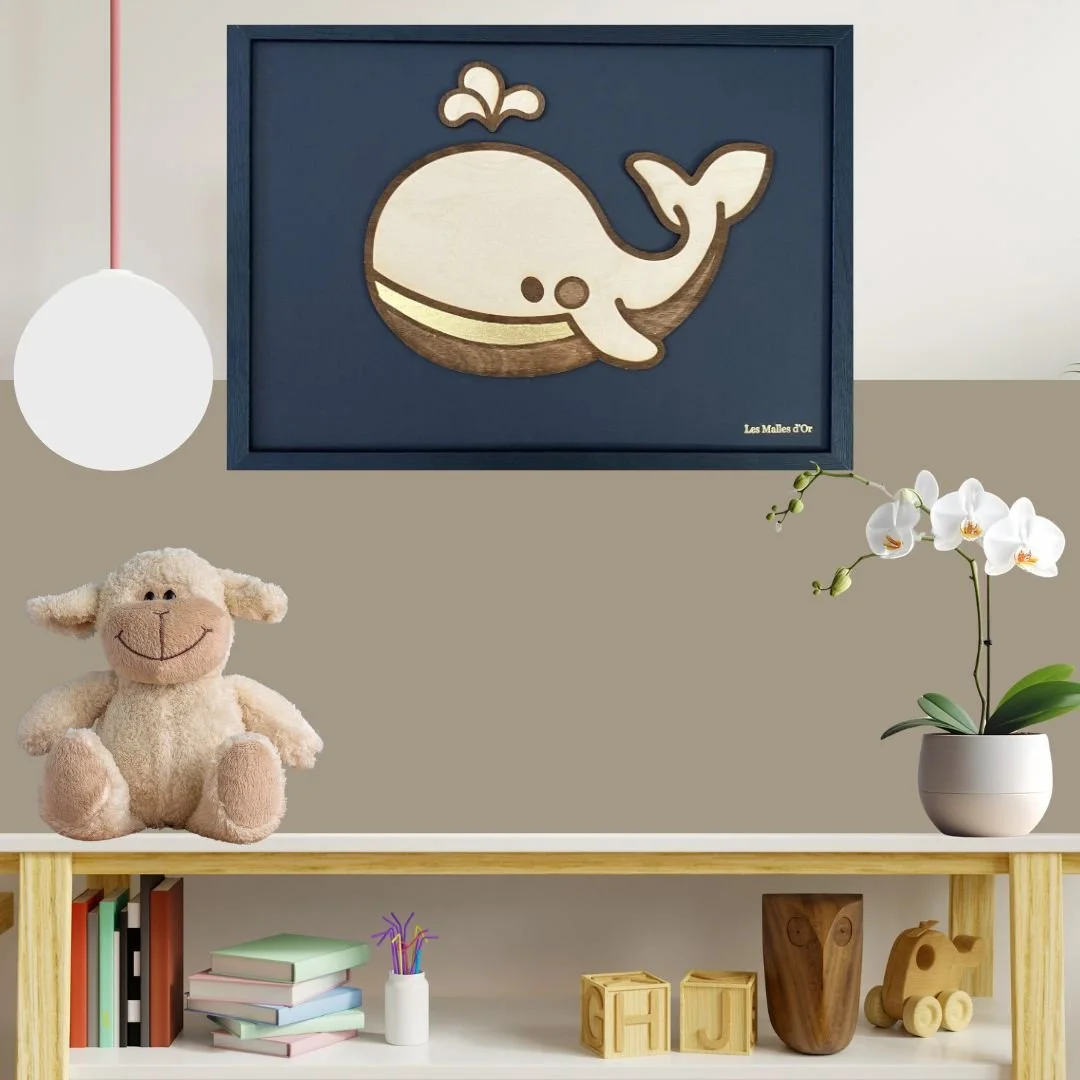 Cadre Luna la Baleine – Bois et Or 22 Carats