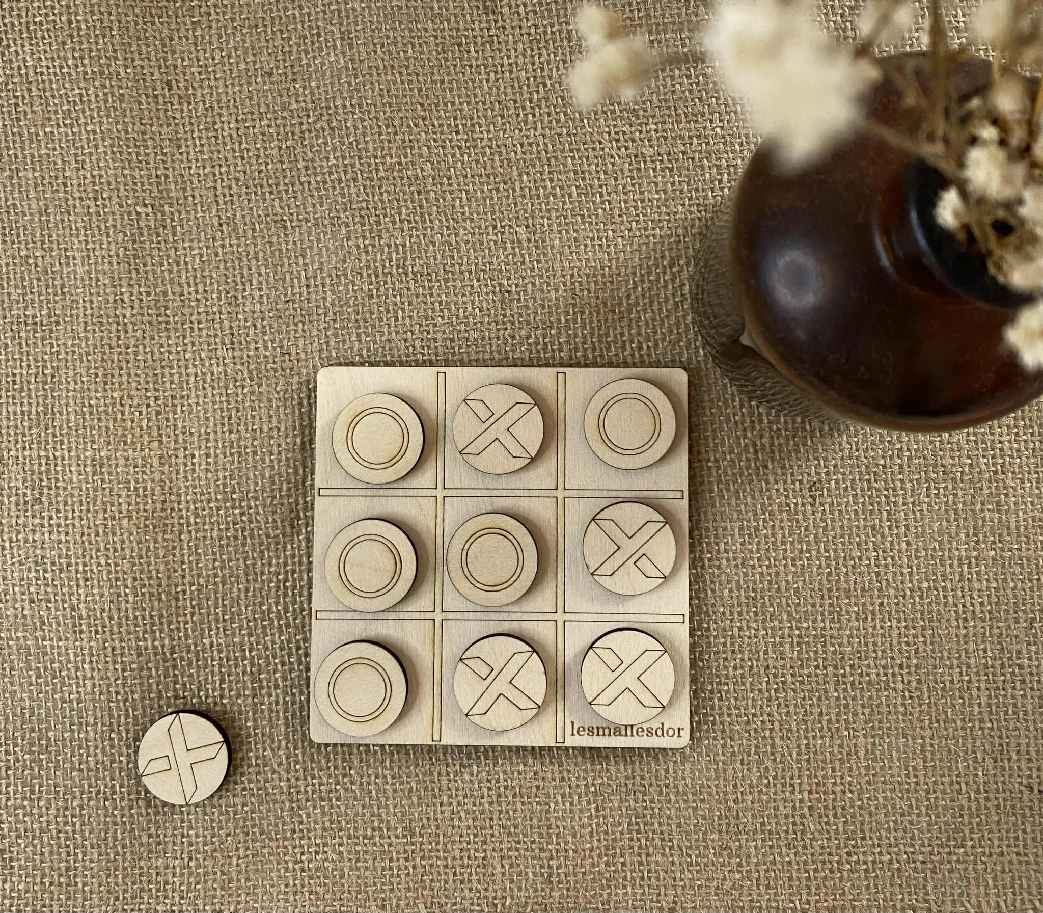 Morpion Personnalisé en Bois – Jeu Gravé au Nom de Votre Entreprise