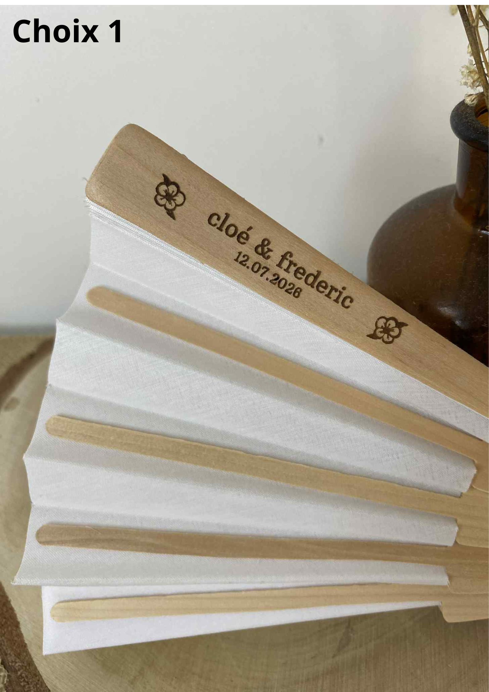 Eventail - souvenir - cadeau- mariage - cérémonie  - bois