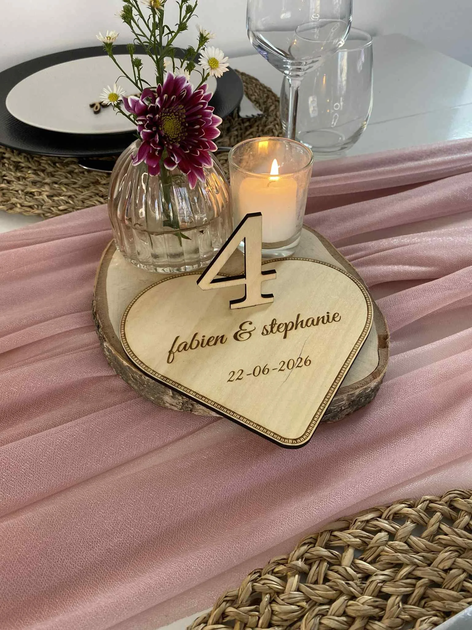 numéro de table-coeur-mariage-romantique-boheme-chic-décoration-bois