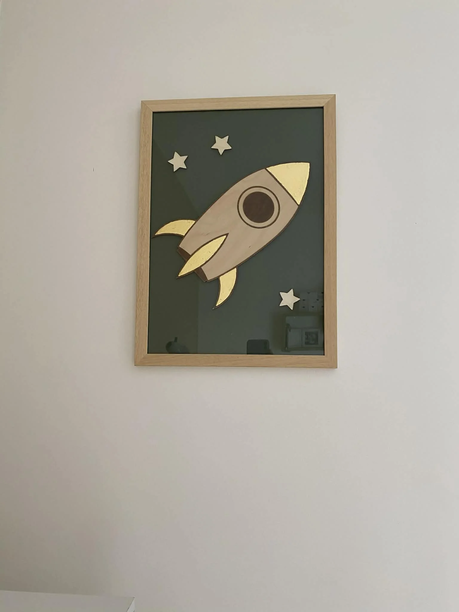 cadre- décoration chambre-enfant-fusee -idée cadeau naissance- décoration murale