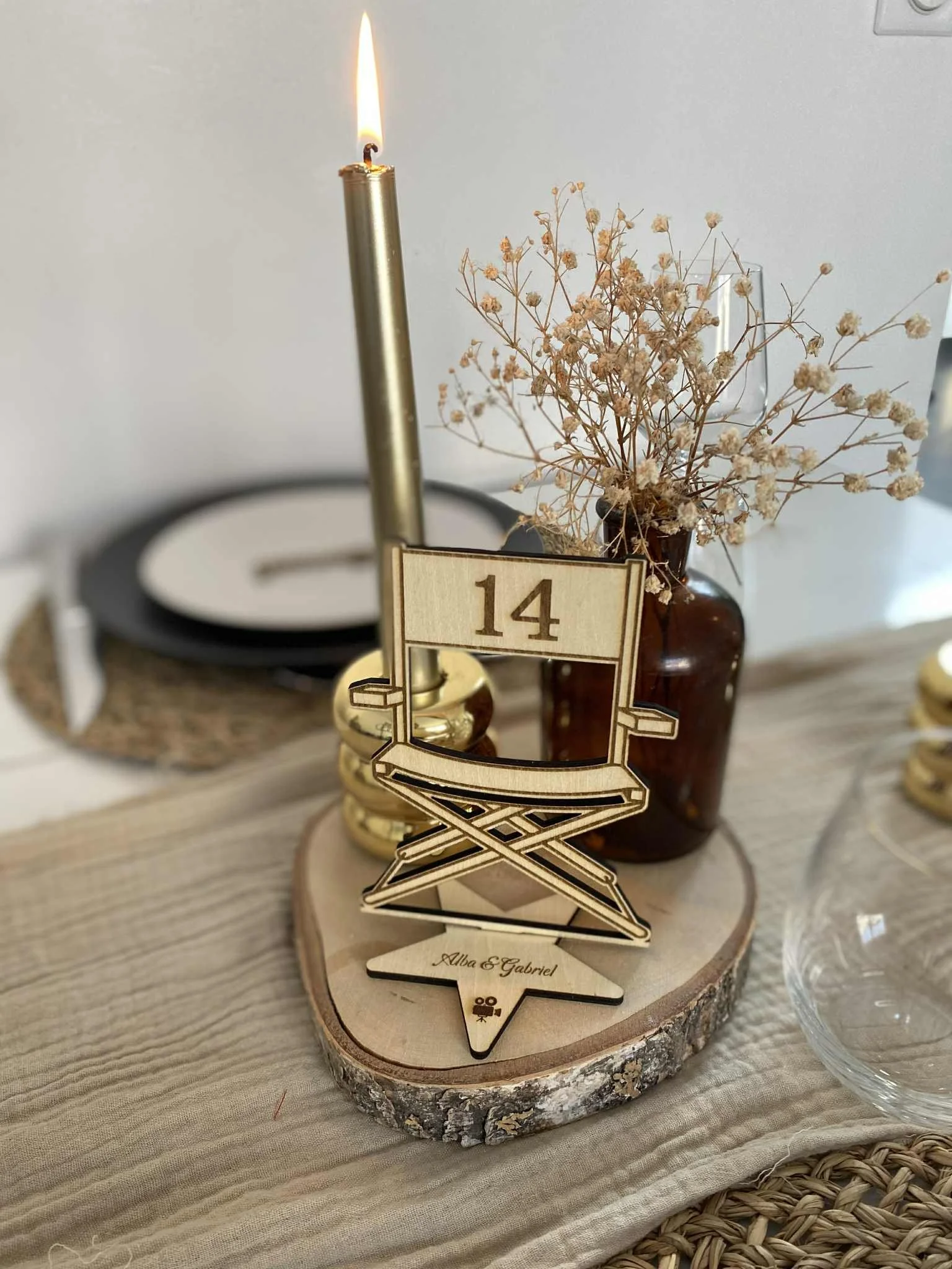 Numéros de Table Mariage – Thème Cinéma / Chaise de Réalisateur Personnalisée