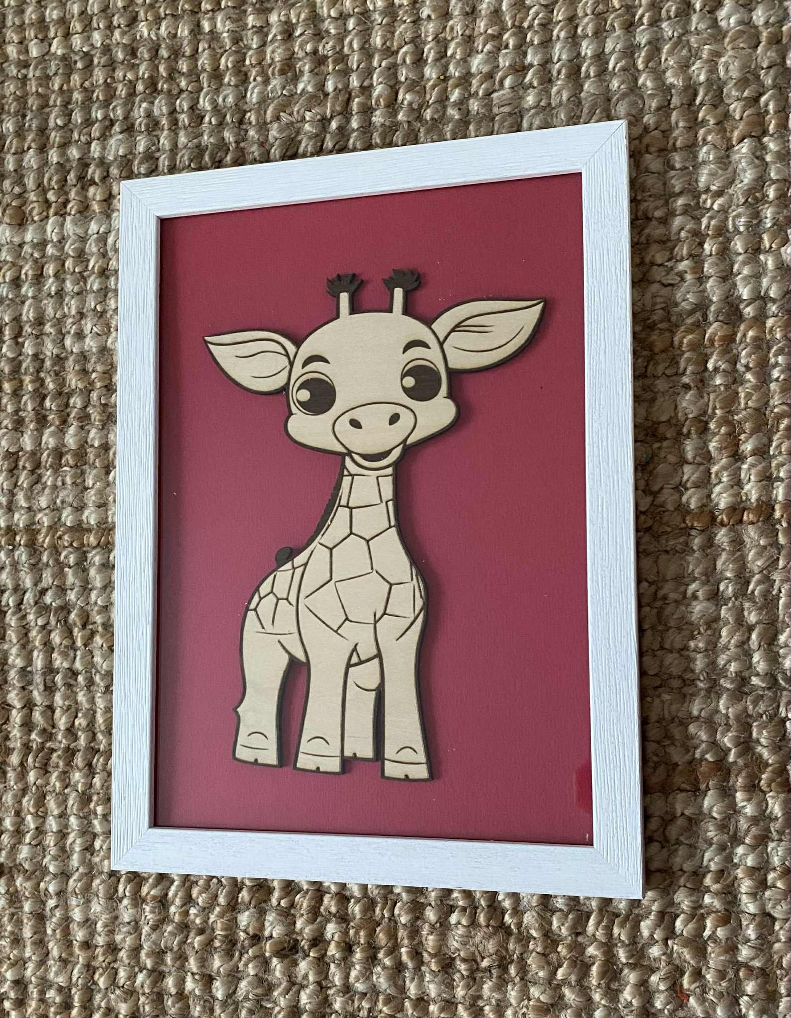 cadre - bois - girafe - décoration - chambre - enfant - bébé- original