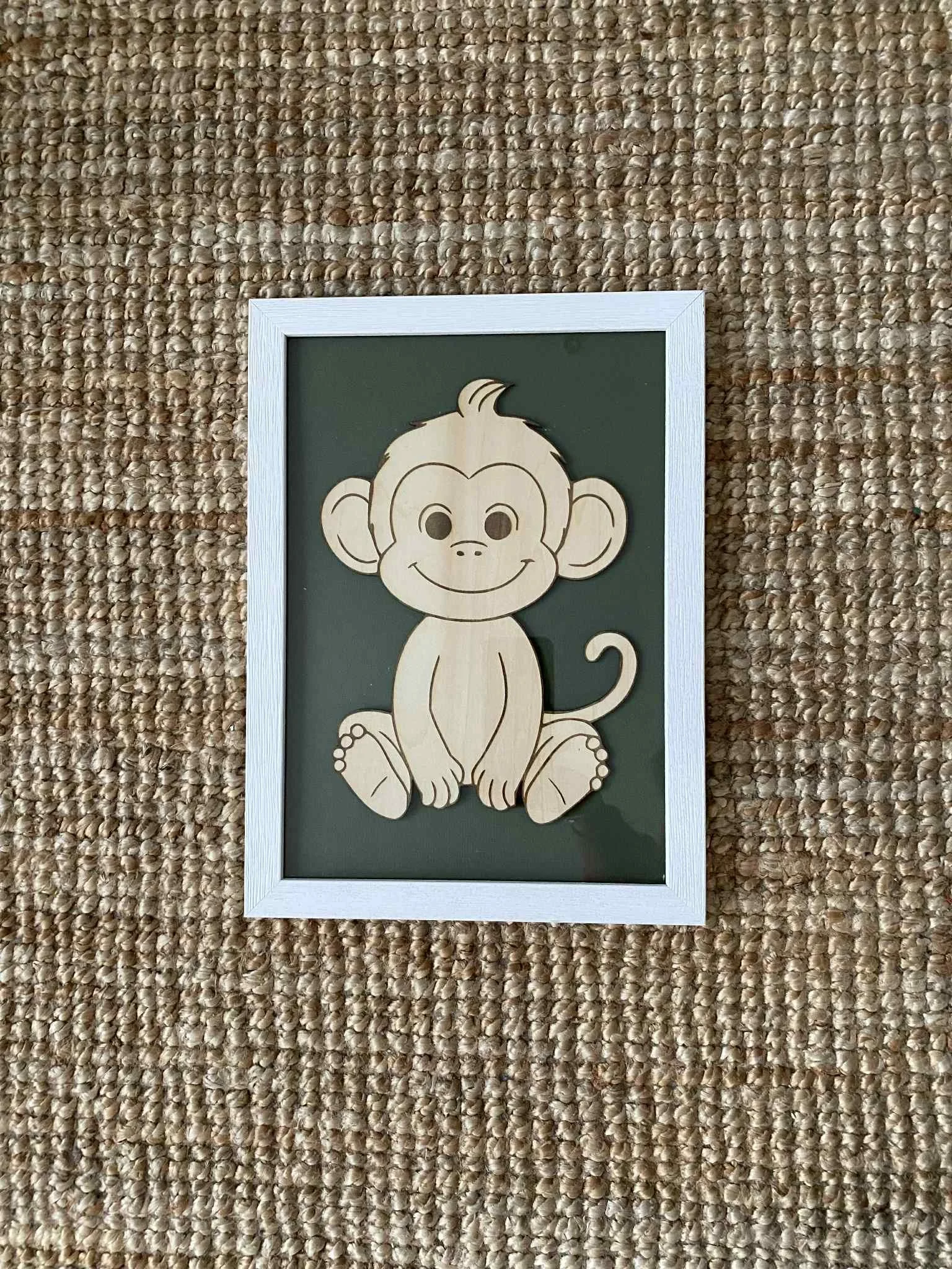 cadre - bois - singe - décoration - chambre - enfant - bébé- original