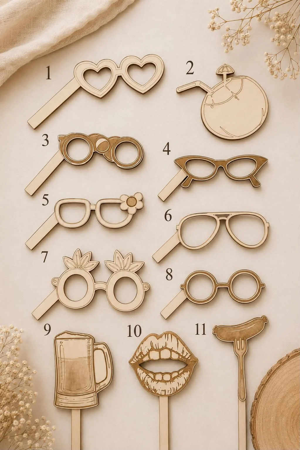 Accessoires photobooth - mariage - anniversaire - bois - invités - photo-souvenir