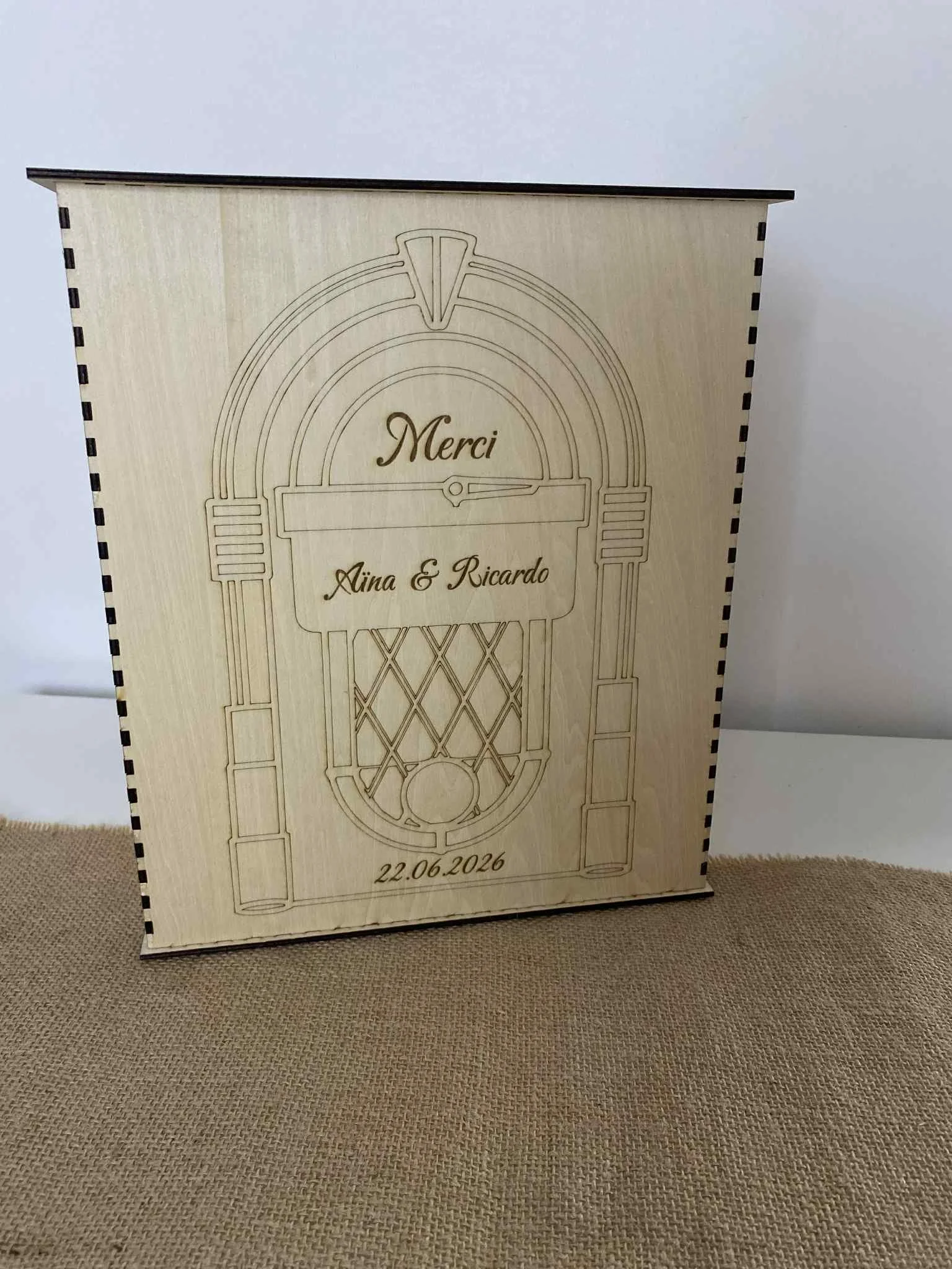 boite à enveloppe - urne - mariage - rétro - vintage - cadeau - invité- bois - personnalisable