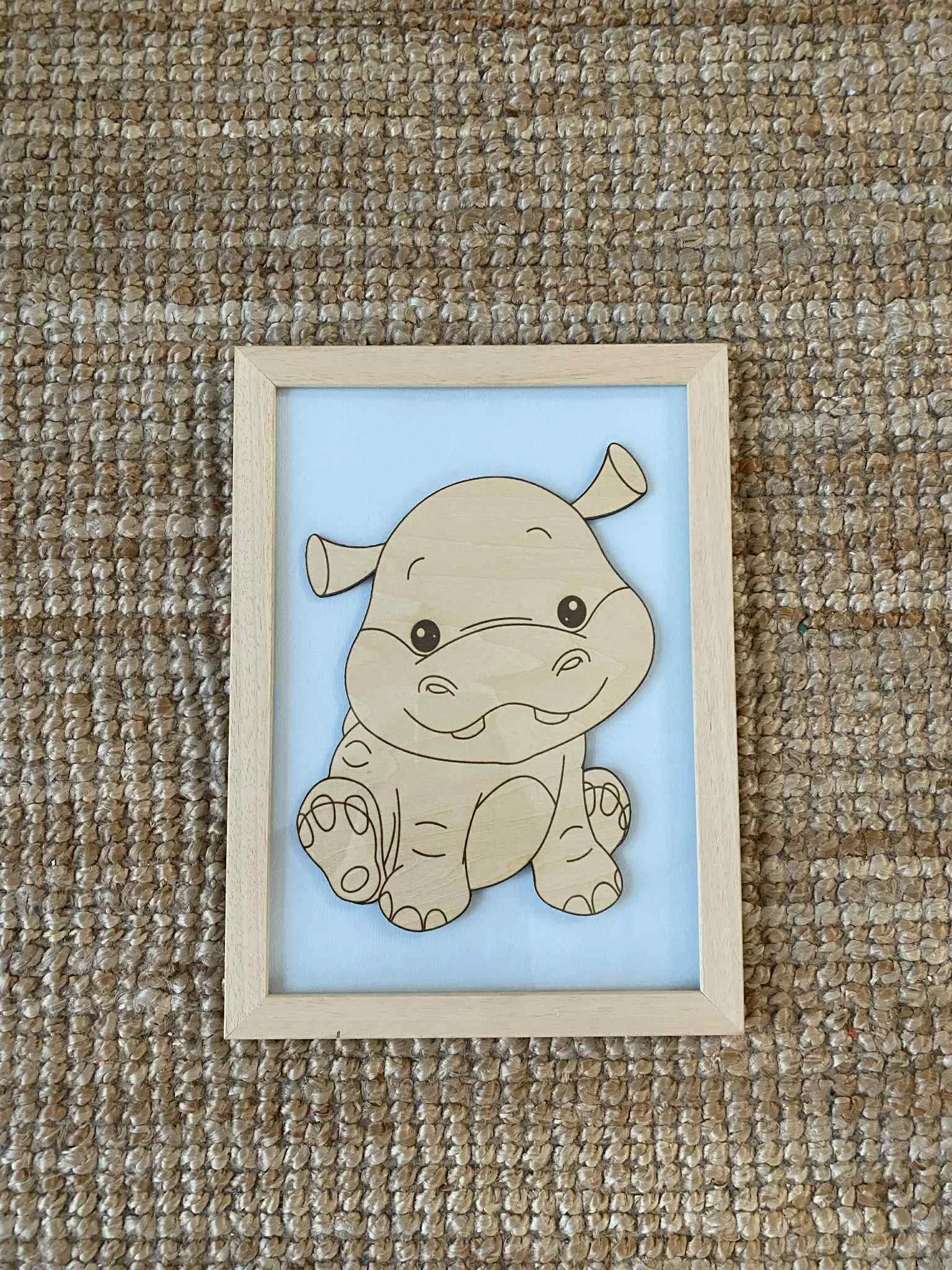 Cadre Marius le petit hippopotame – Format A4 - Bois