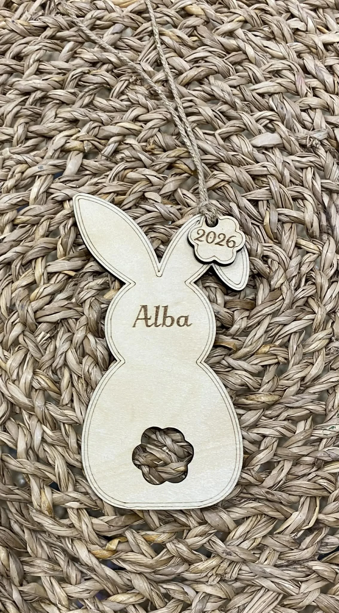Lapin - pâques- décoration - panier - suspensions-pendentif - bois - personnalisé - prénom - enfant - 2026 - cadeau