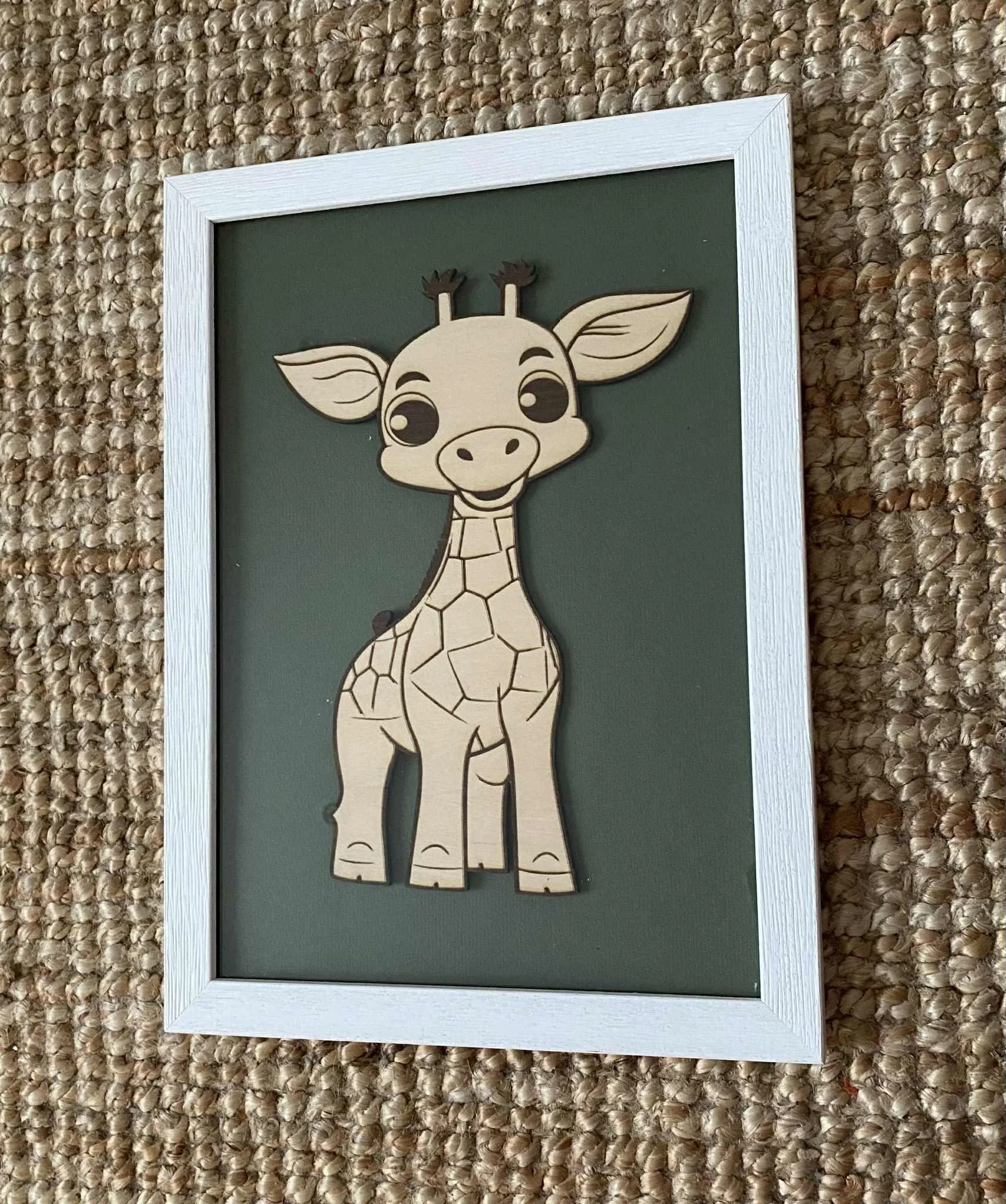 cadre - bois - girafe - décoration - chambre - enfant - bébé- jungle