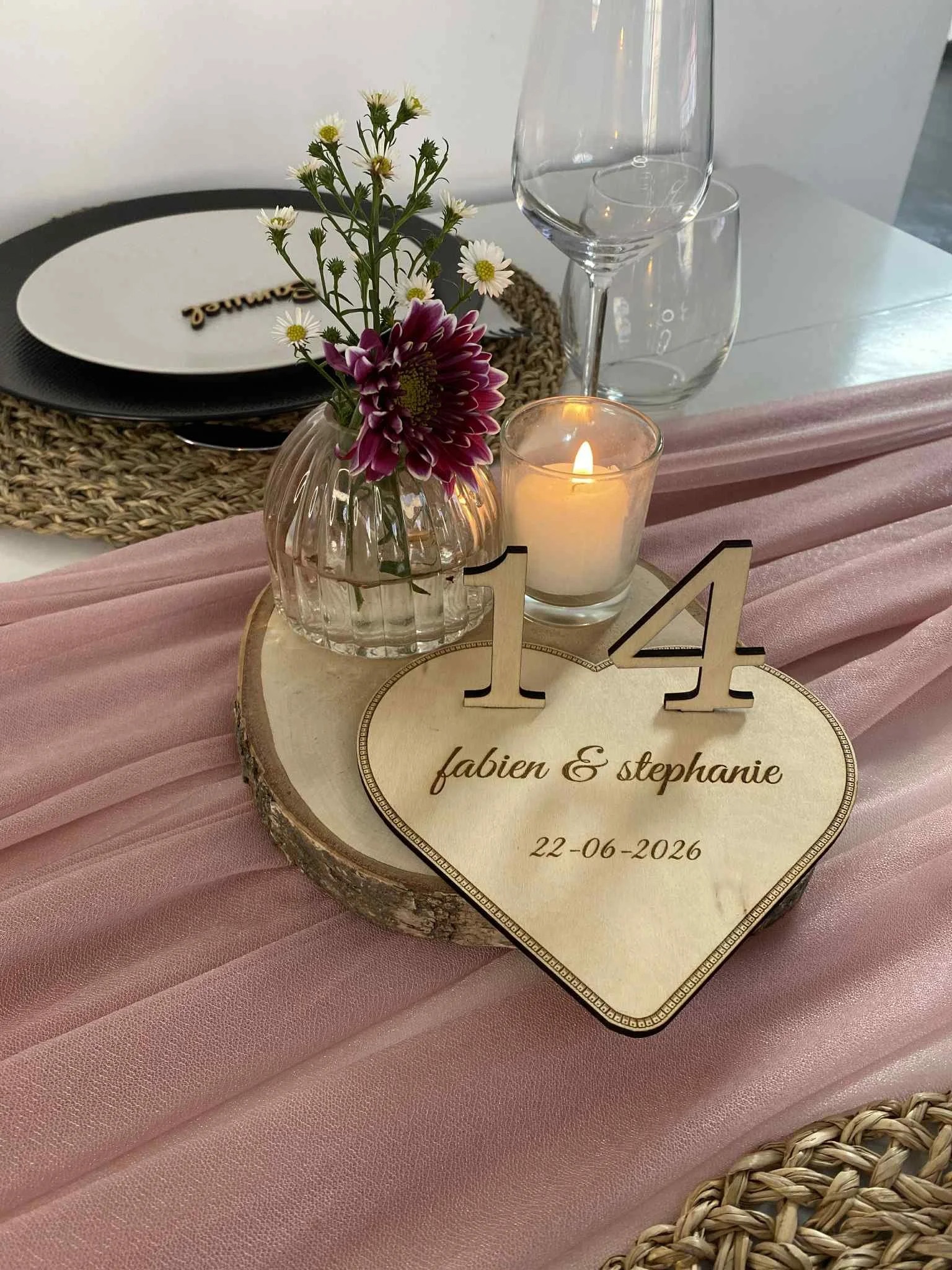 numéro de table-coeur-mariage-romantique-boheme-chic-décoration