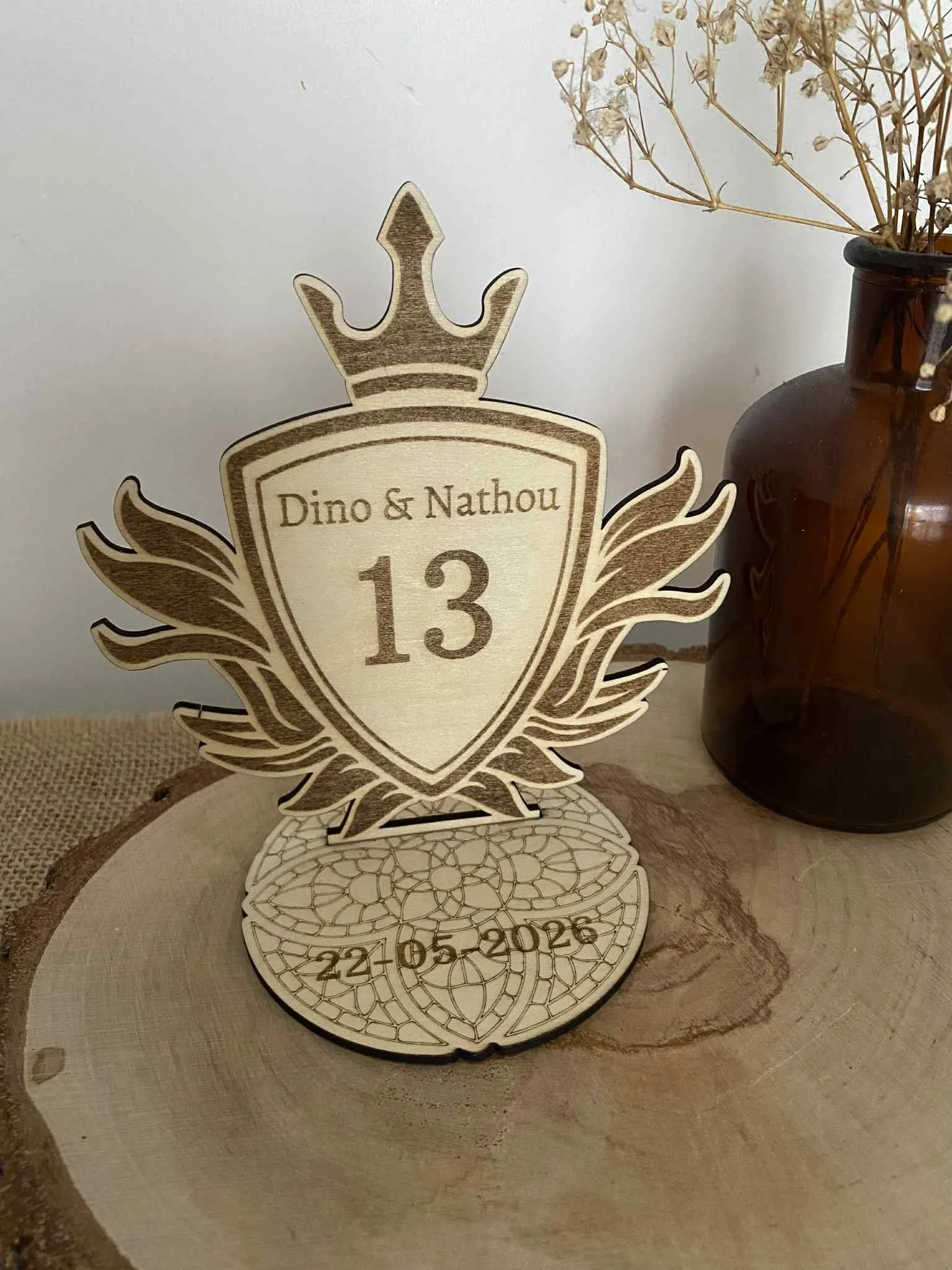Blason-numéro de table- mariage - anniversaire - viking-histoire-décoration- médiéval-bois