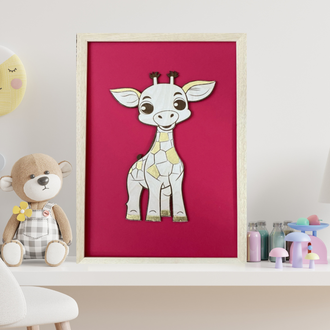 Cadre Patty la Girafe – Bois et Or 22 Carats