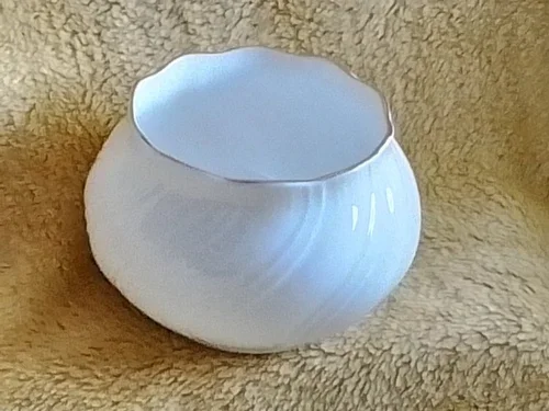 White seashell with a hollow interior on a beige textured surface.