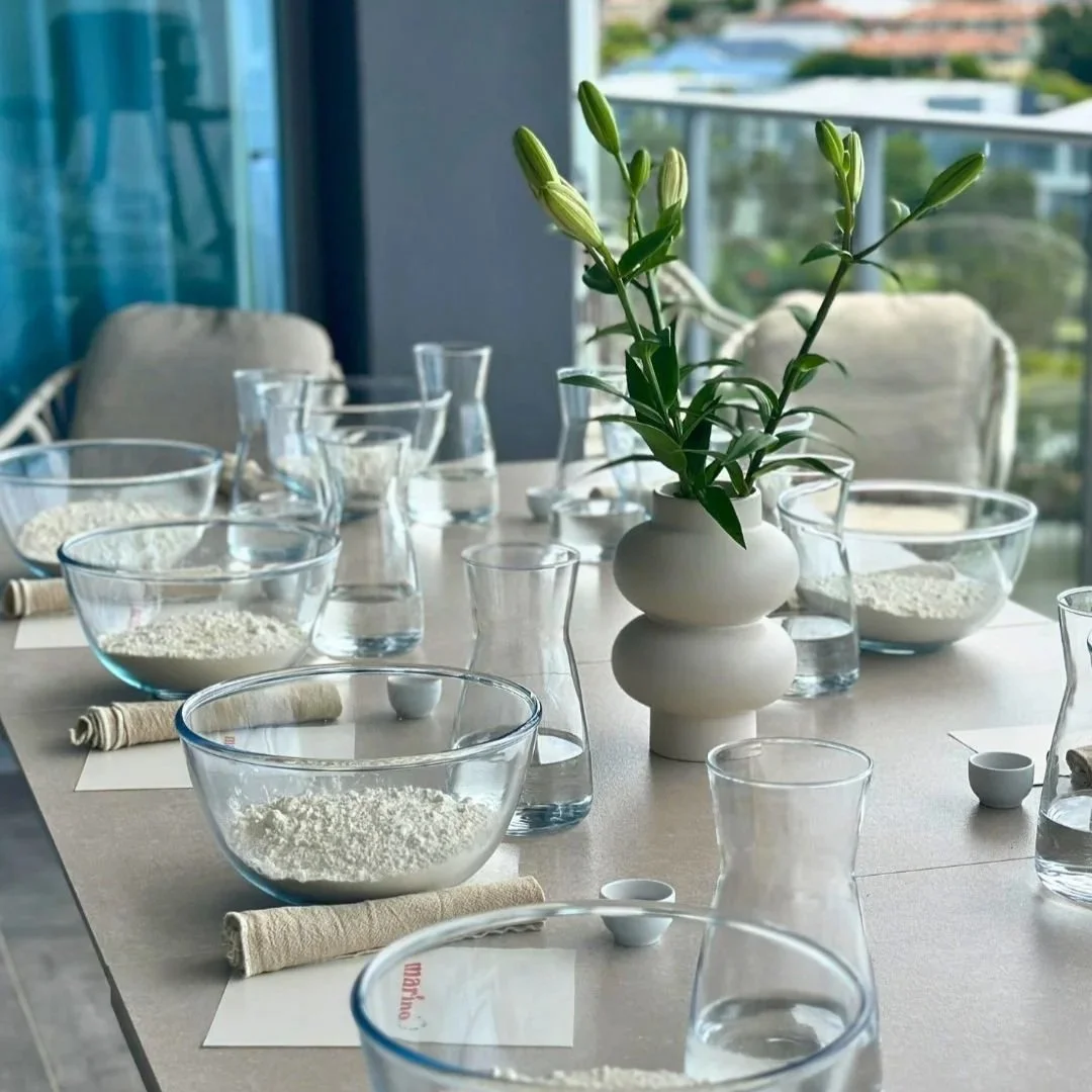 Bowls and set up of a pizza masterclass held on the gold coast and brisbane