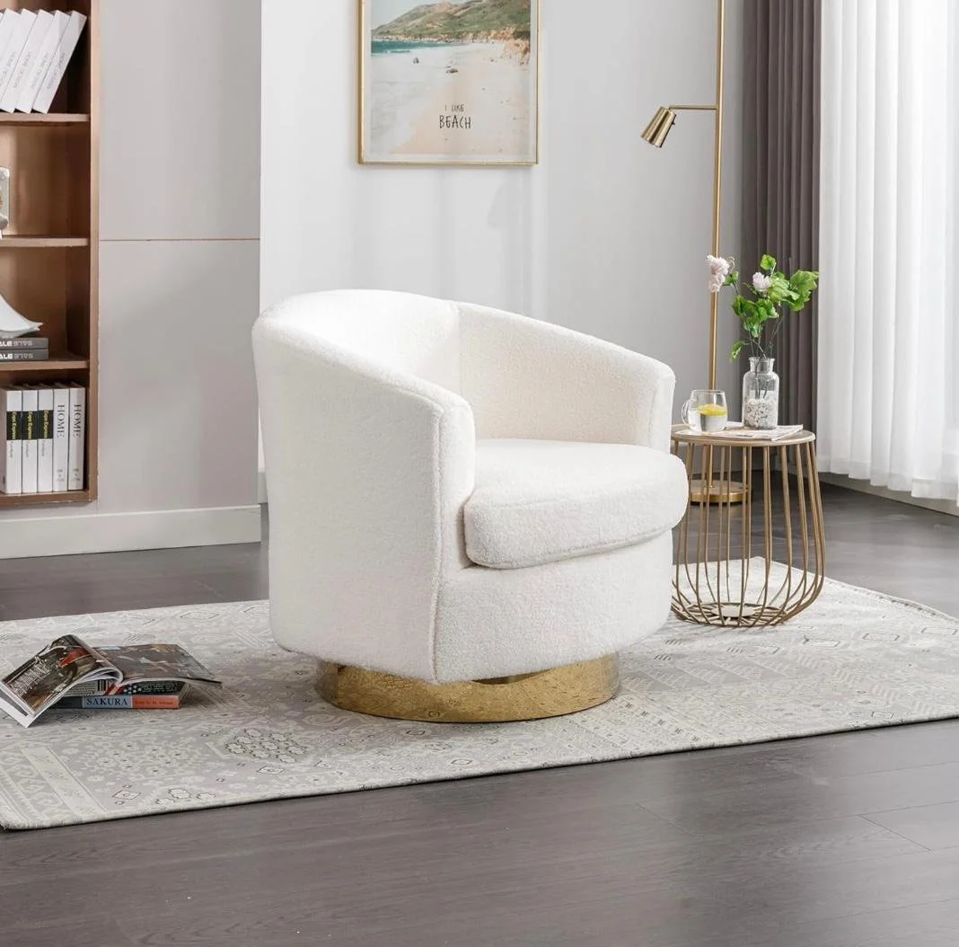 Boucle Swivel Accent Barrel Chair