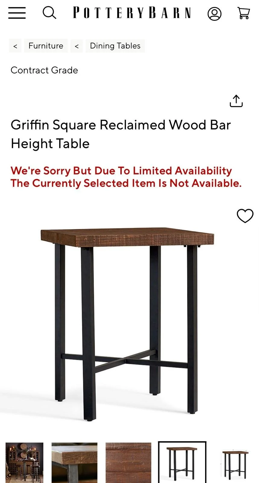 Pottery Barn Griffin Square Reclaimed Wood Bar Height Table.jpeg