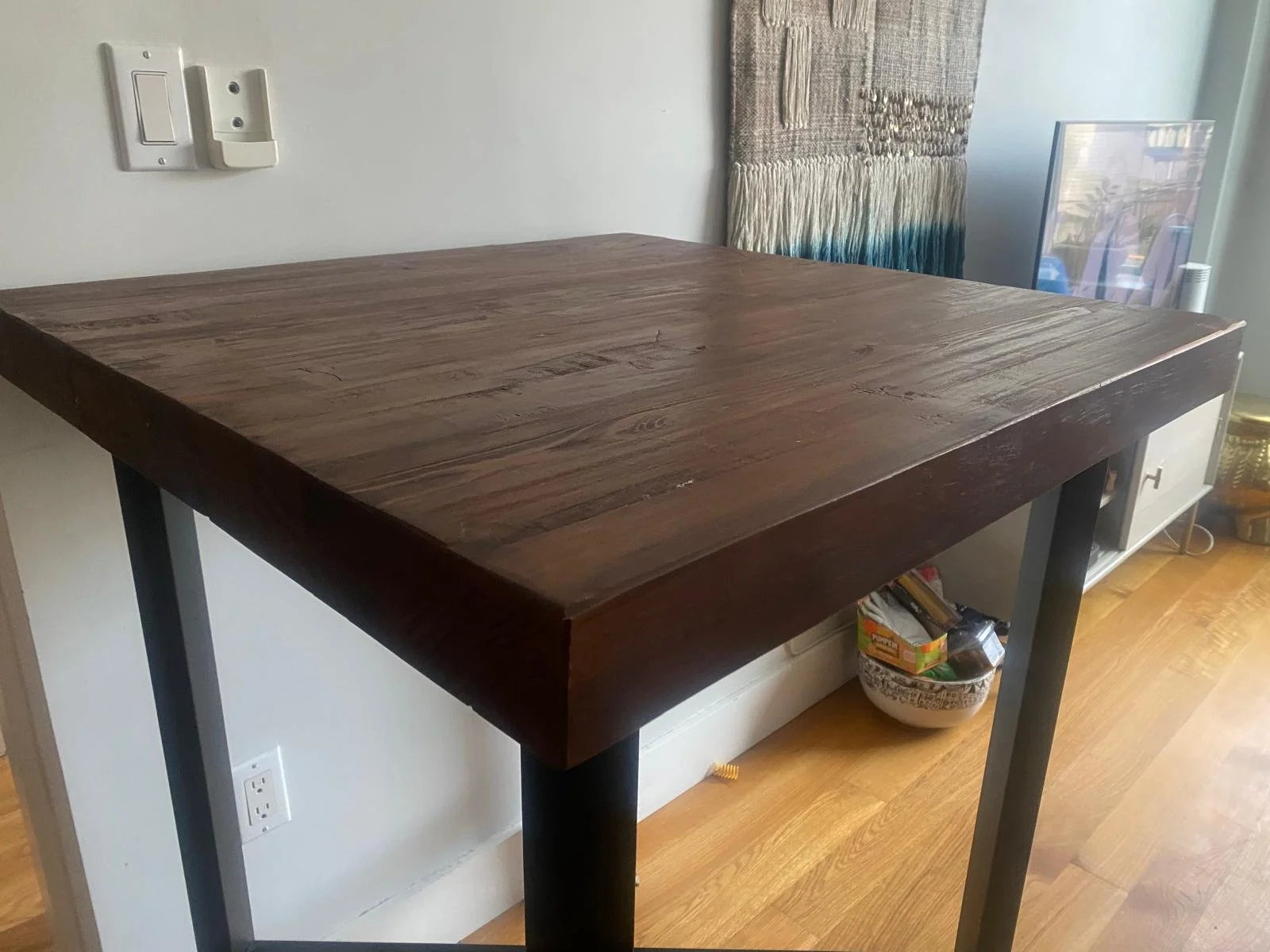 Pottery Barn Griffin Square Reclaimed Wood Bar Height Table (3).jpeg