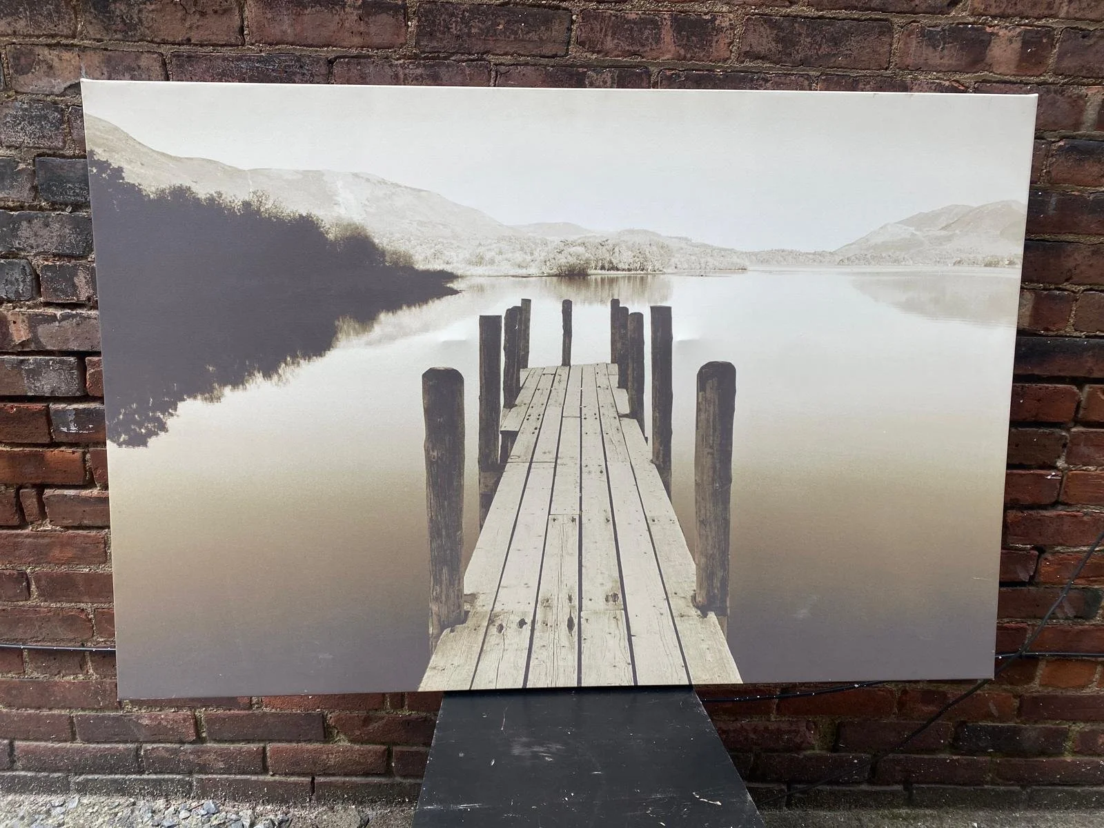 Gorgeous Still Lake and Grey Dock on Canvas (2).jpg