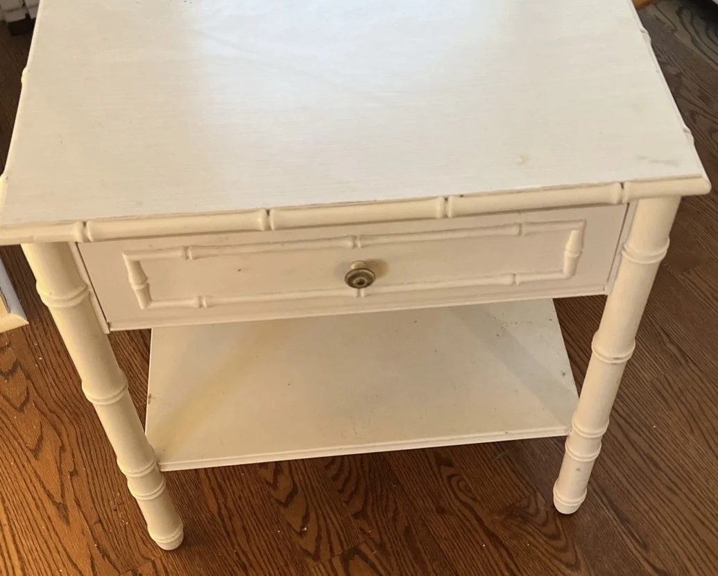 White Solid Wood Side Table with Drawer