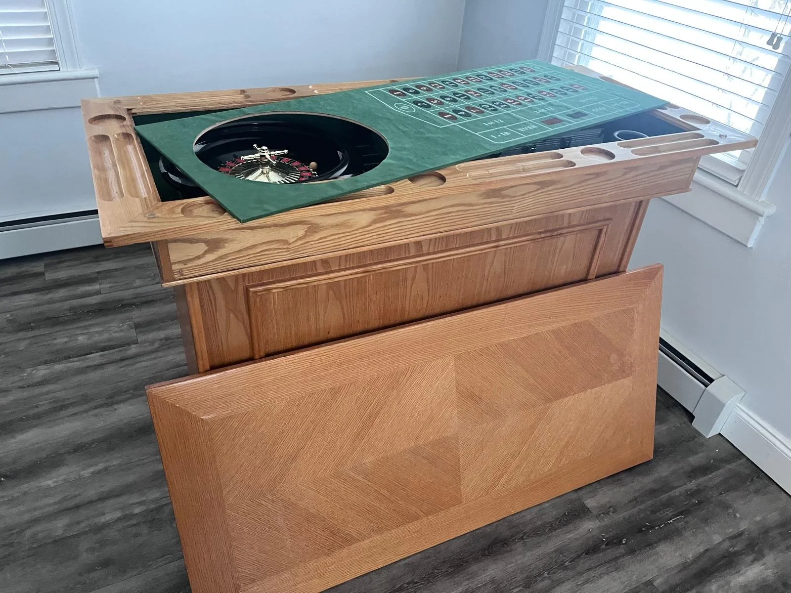 Solid Oak Wood Bar w Casino Table.jpeg