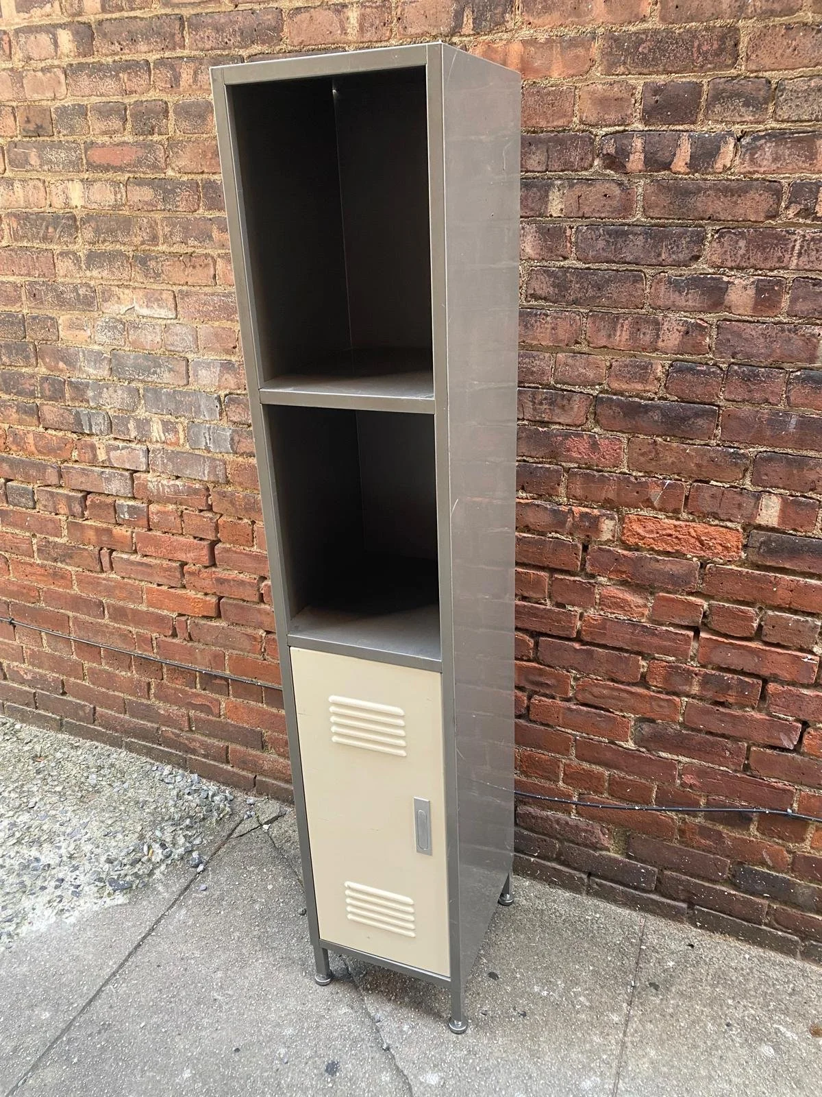 White and Grey Solid Metal Locker