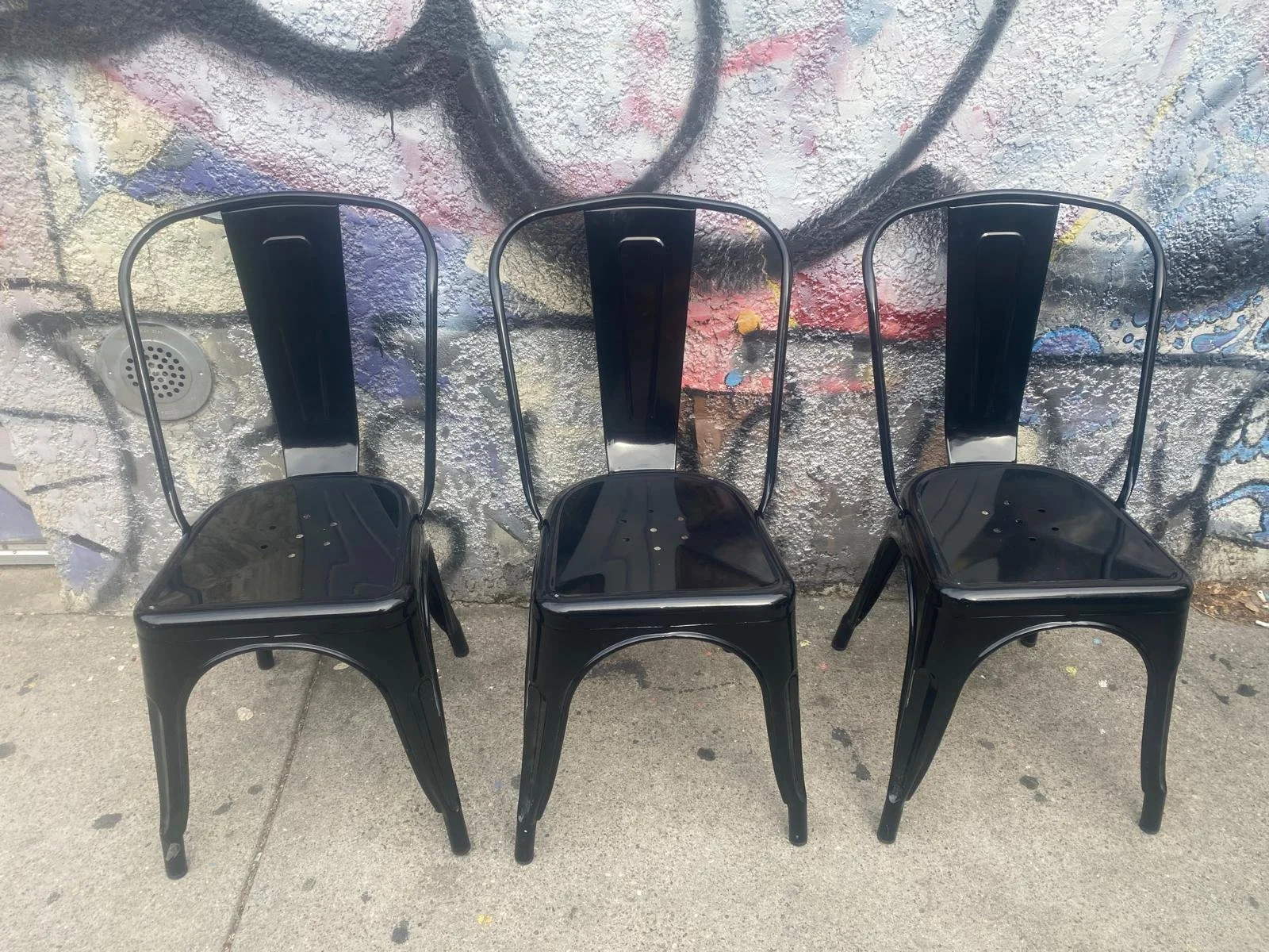 Black Metal Stacking Dining Chairs