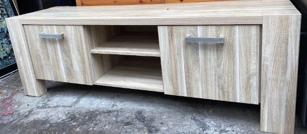 Solid Oak Light Color Hearty Entertainment Center (2).jpg