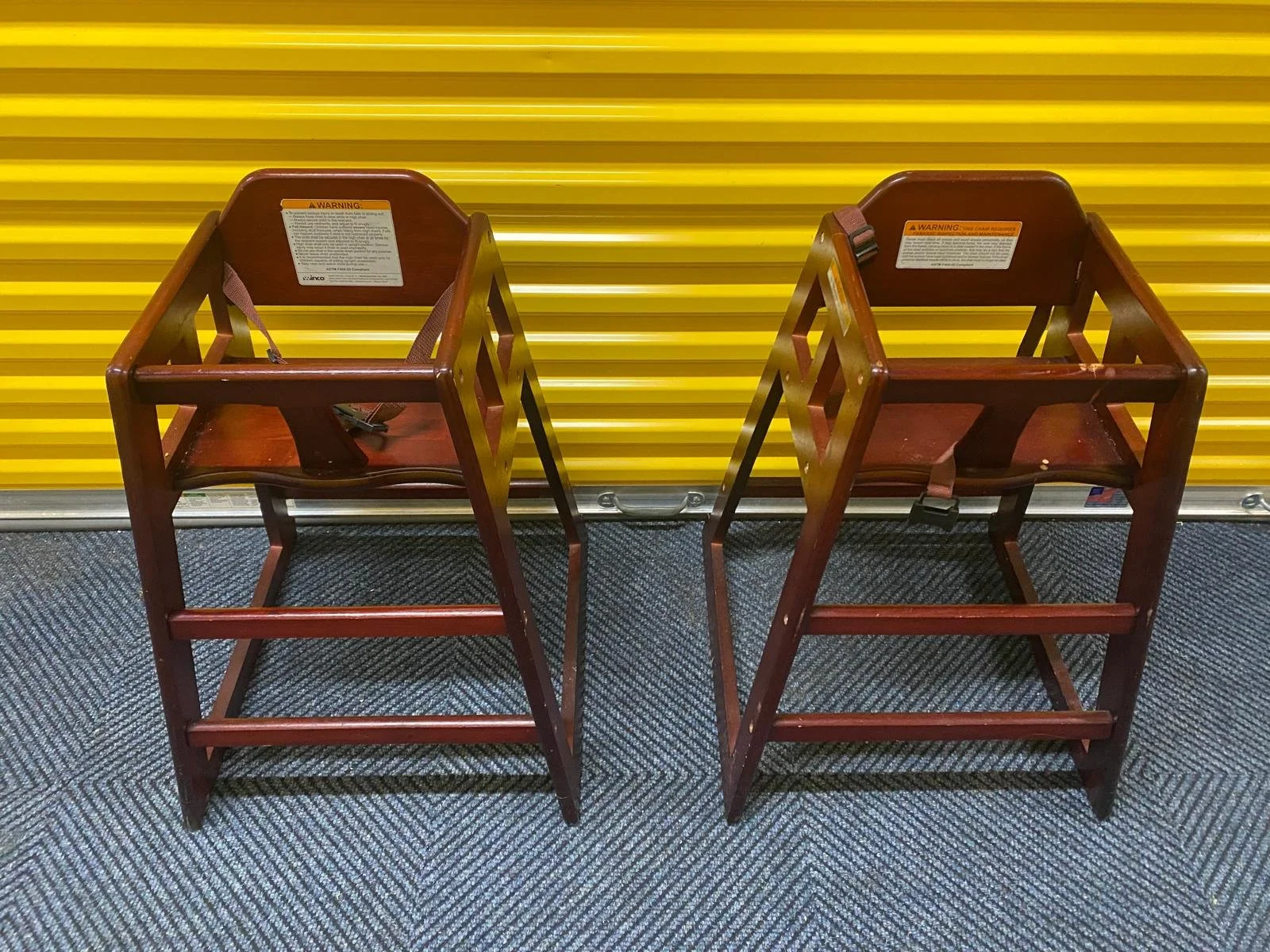(2) Stackable Restaurant Highchairs with Mahogony Finish