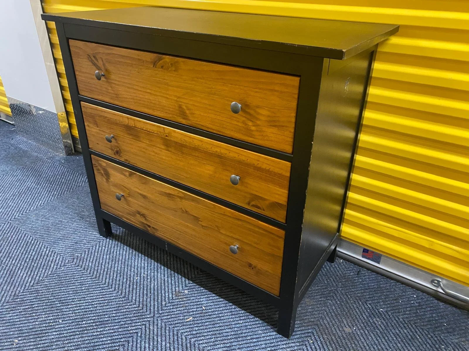 Solid Wood and Black Painted 3 Drawer Dresser